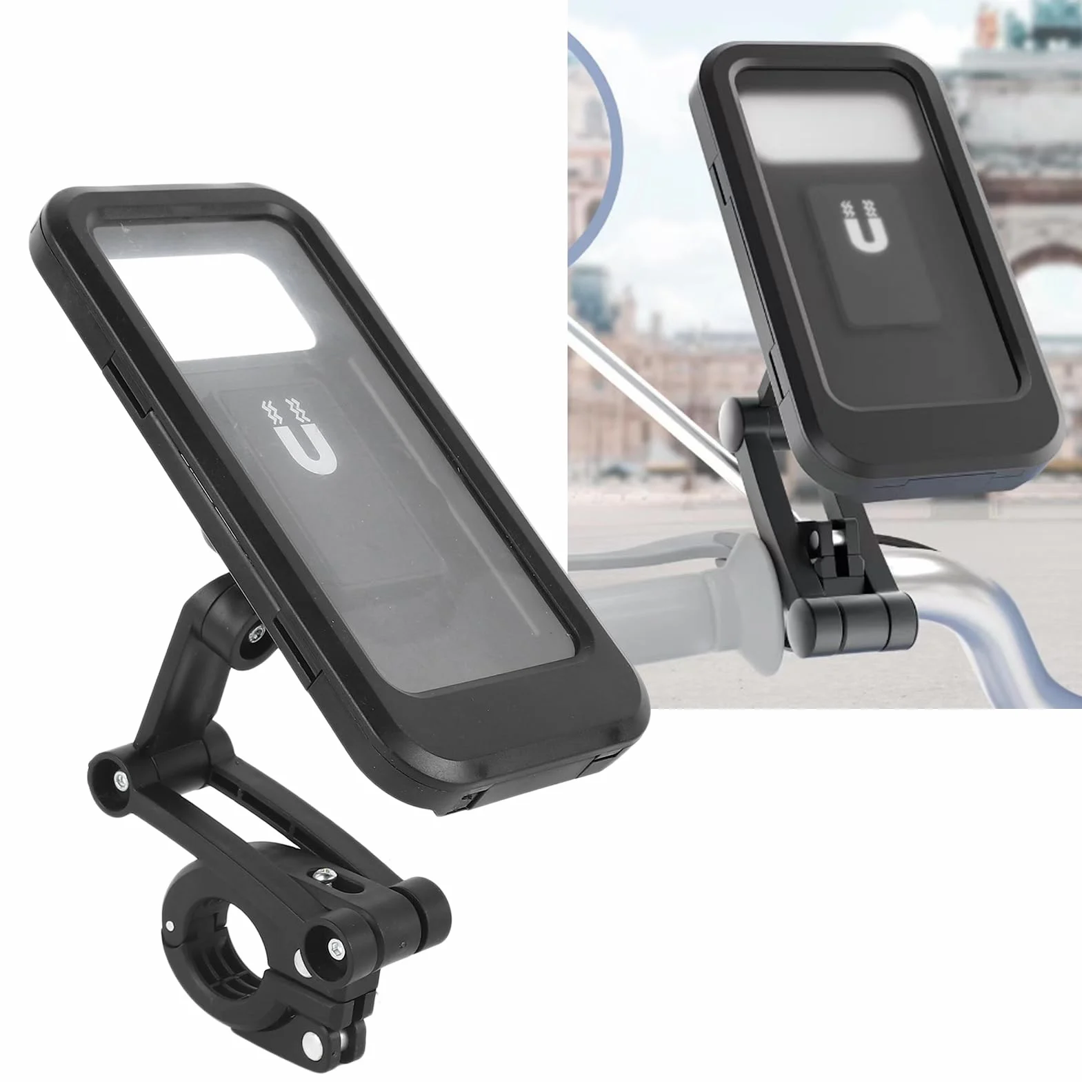 Uchwyt na Telefon Rowerowy, Uniwersalny Wodoodporny Uchwyt na Telefon do Hulajnogi Elektrycznej, Wielofunkcyjny Uchwyt na Telefon na kierownicę Motocykla do Wszystkich Telefonów