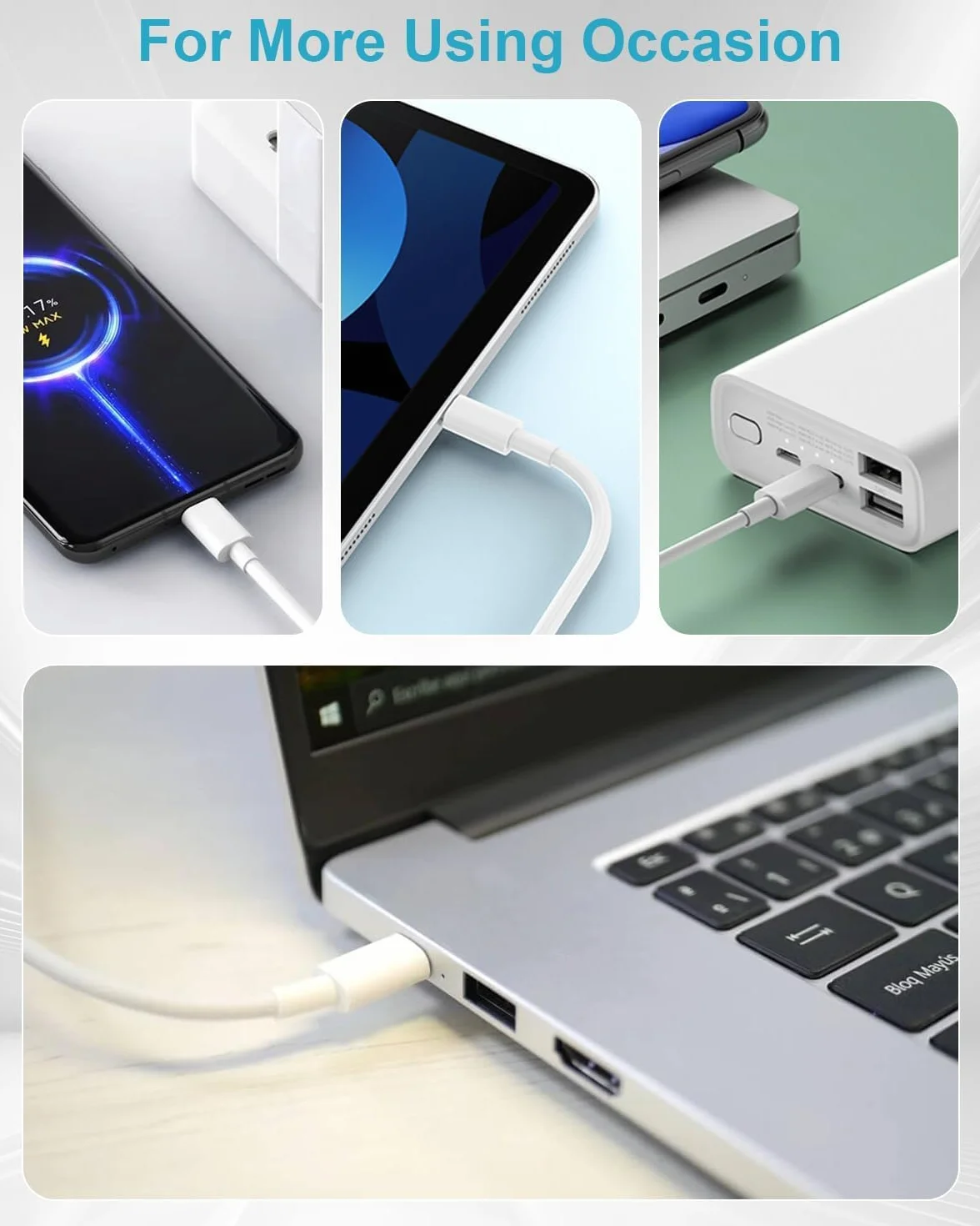 Ładowarka USB 18 W z kablem USB C 2 m do Samsung Galaxy A53/A15/A13/A14/S10/S9/S8/S23/S22/S21, Xiaomi, iPhone 15 16 Pro Max, QC 3.0 szybka ładowarka USB C ładowarka zasilacz wtyczka USB C adapter