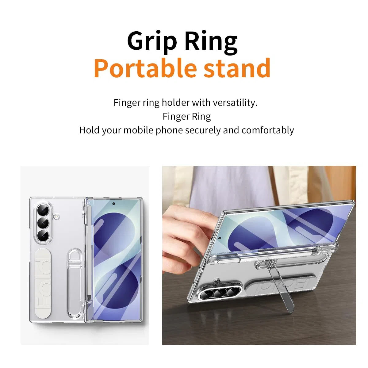 BRAND SET Etui do Samsung Galaxy Z Fold8 Ultra PC z przednią osłoną ekranu, zawiasem, uchwyt na długopis, uchwyt, pasek na rękę, ochrona aparatu, przezroczysty