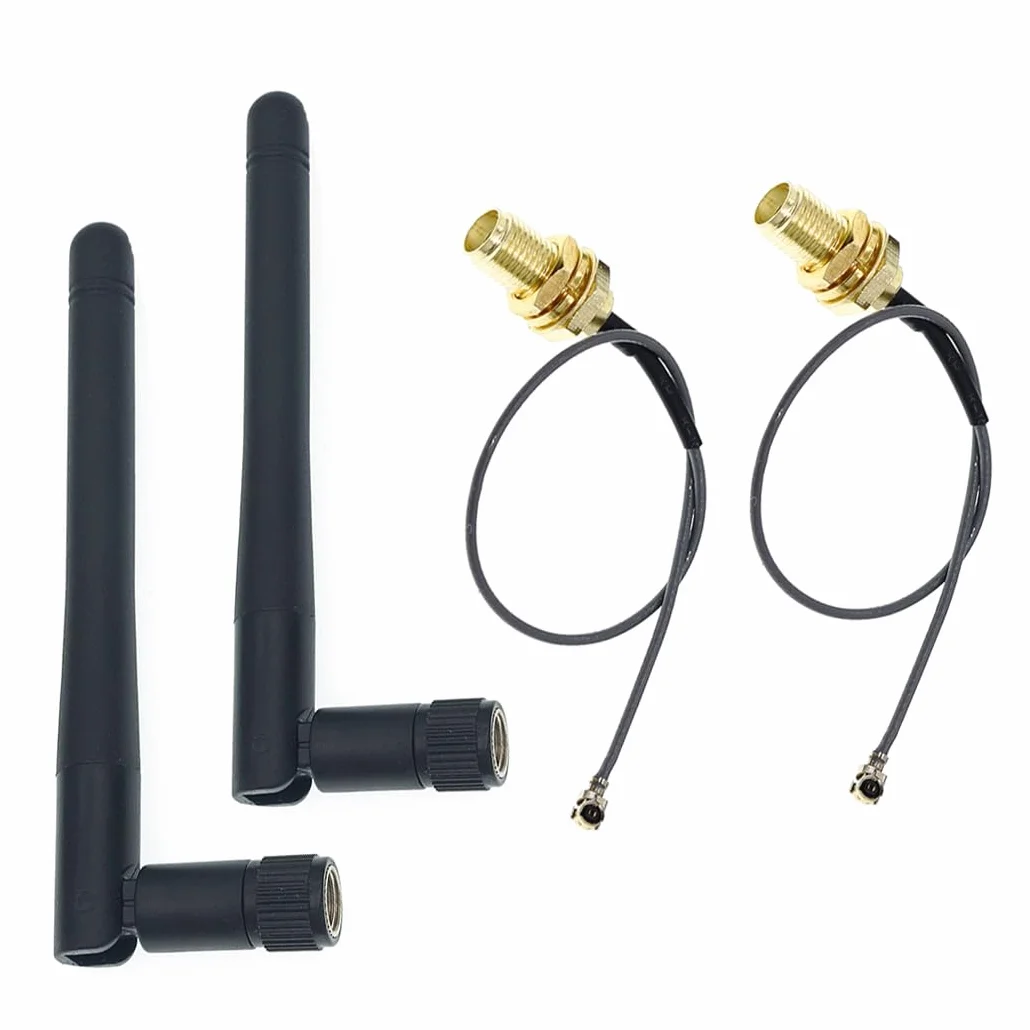 Hailege 2 szt. Antena SMA do IPX-4 2,4G WIFI 2,4GHz 3dBi Antena IPX-4 do RP SMA Male dla routera ZigBee 90 stopni kąt prosty składany przewód 15CM