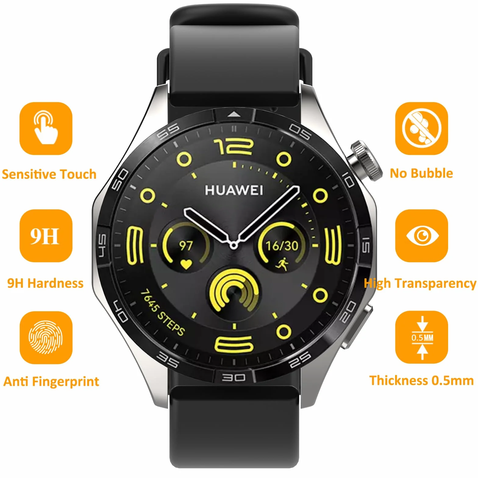Hianjoo 6 sztuk folii ochronnej, kompatybilna z Huawei Watch GT 4 46 mm, twardość 9H, odporna na olej, odporna na zarysowania folia ochronna na wyświetlacz kompatybilna z Huawei Watch GT4 46 mm