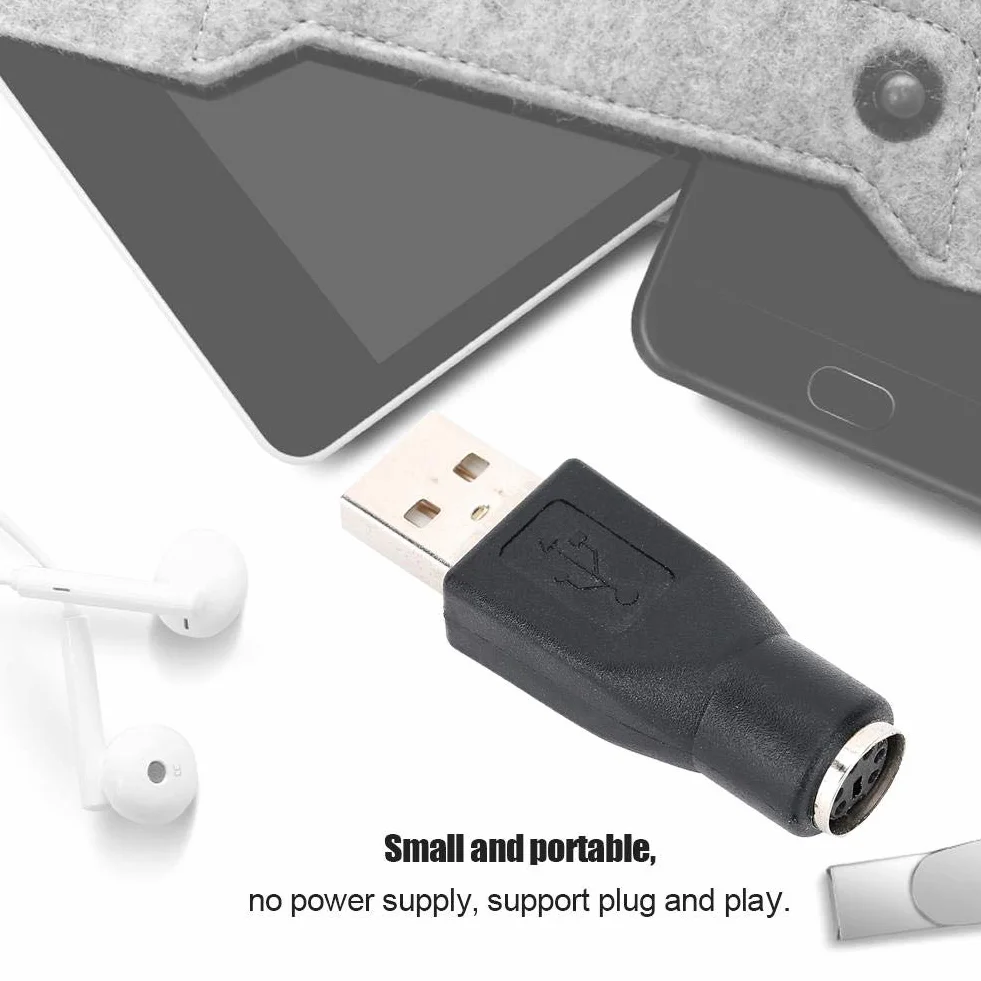ASHATA 5 szt. adapter USB męski do konwerter myszy lub klawiatury, mały i przenośny, Plug and Play