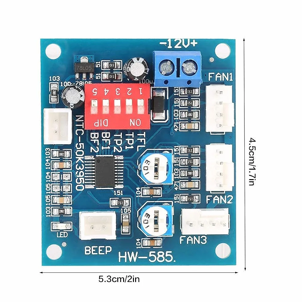 Samodzielny kontroler wentylatora PWM DC 12V 4-przewodowy termostat, kontroler PWM kontroler prędkości wentylatora z czujnikiem, moduł kontrolera DIY do kontrolera temperatury wentylatora PC + brzęczyk i sonda