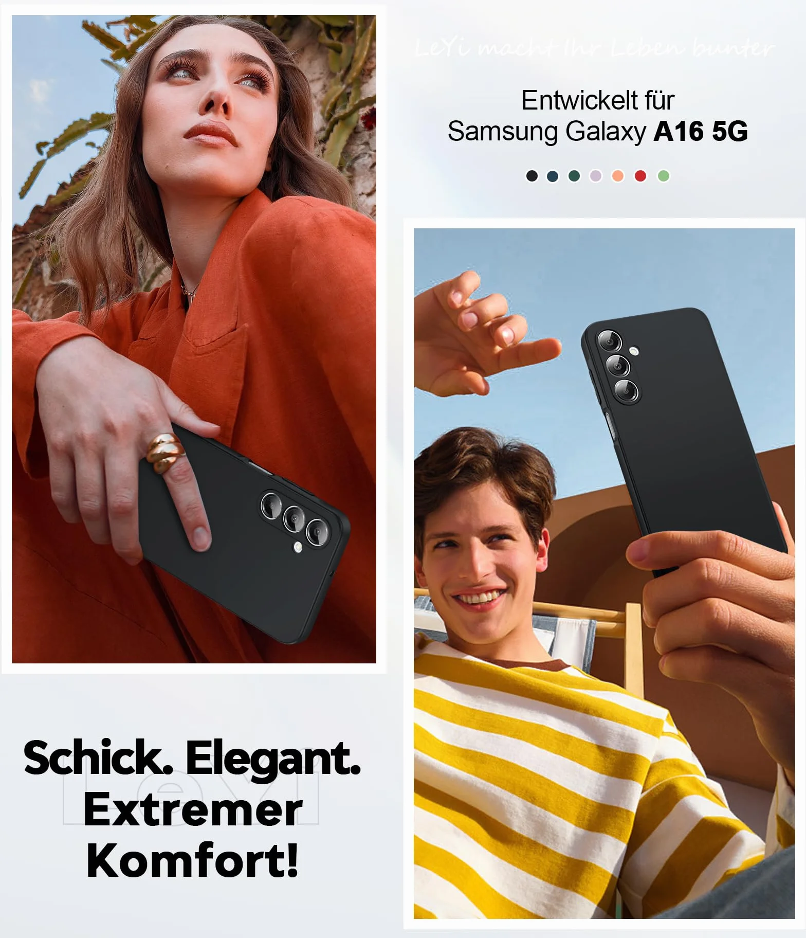 LeYi Samsung A16 5G/4G 2 sztuki szkła hartowanego etui miękki płynny silikon TPU ochronny ultra cienki, odporny na wstrząsy futerał z ochroną aparatu do Samsung Galaxy A 16, czarny