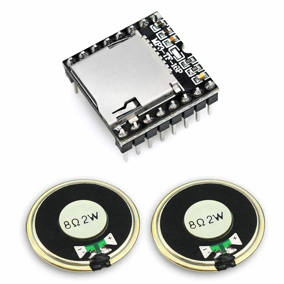 Mini odtwarzacz MP3 DFPlayer moduł z metalową obudową okrągłe głośniki 2 W 8 omów do DIY kompatybilny z Arduino