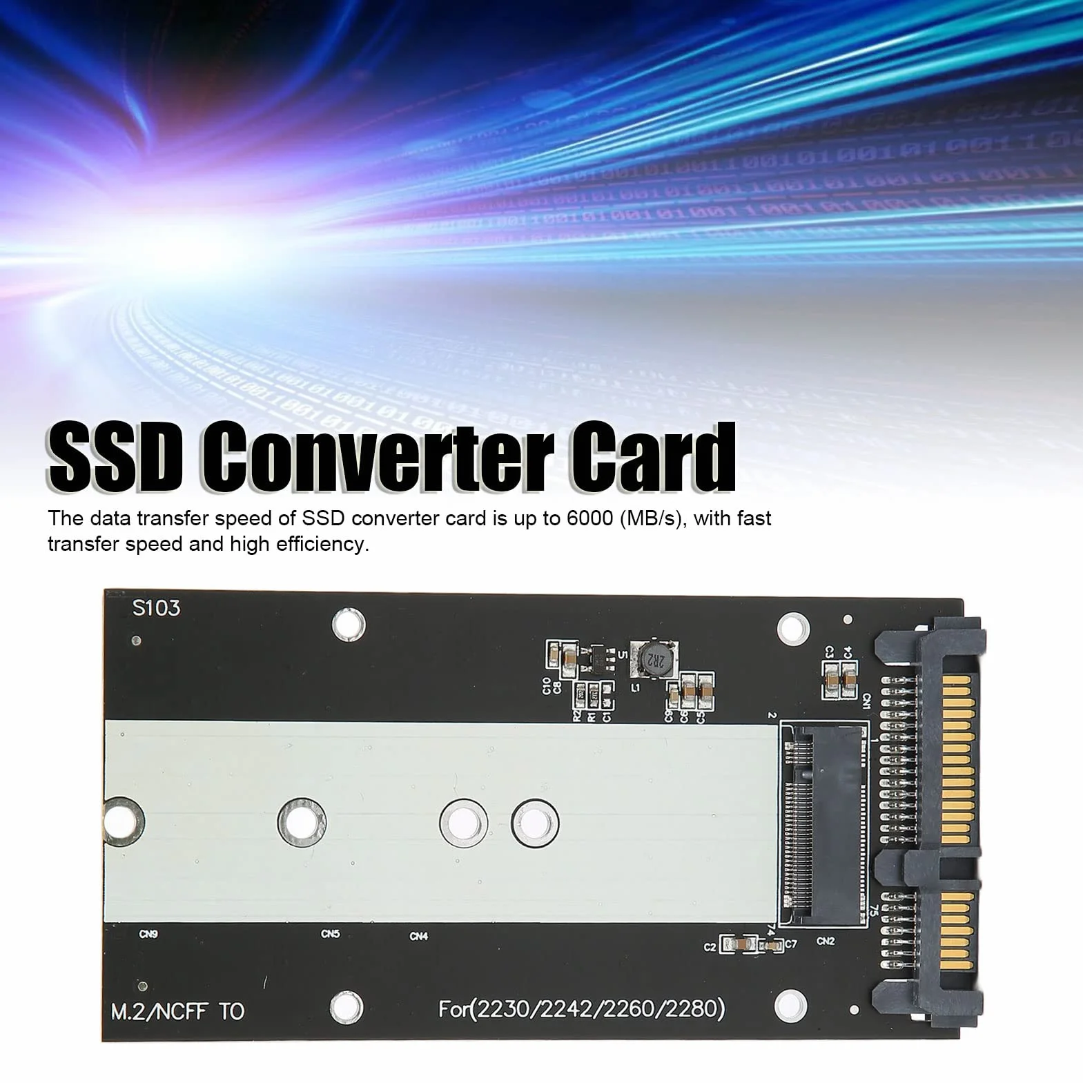Adapter konwertera M.2 NGFF na SATA III obsługuje 2230/2242/2260/2280 m.2 SSD, S103 PCBA-RTK M.2 NGFF do SATA III SSD Solid State Drive Adjustment Card.