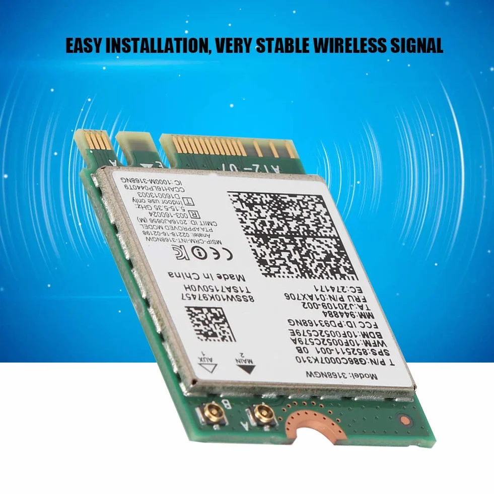 Karta sieciowa, karta sieciowa ASHATA Wi-Fi dla Internet 3168NGW Wireless-AC dwuzakresowa karta sieciowa WLAN z Bluetooth 4.2