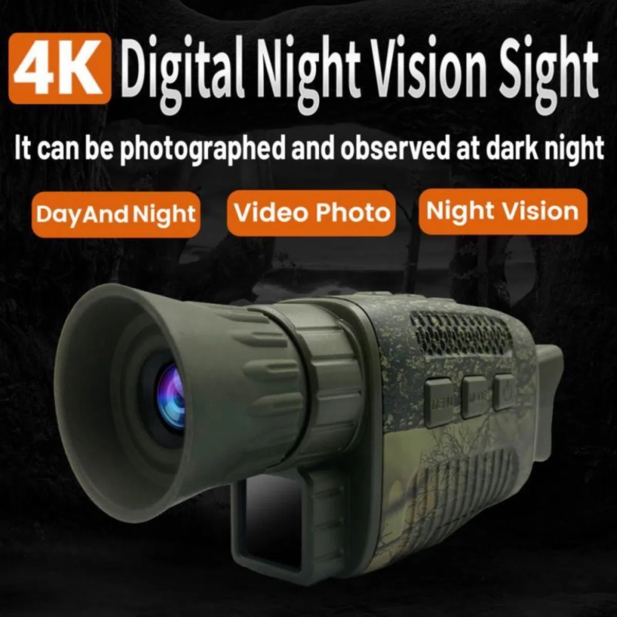 Teleskop 4K/30FPS wideo noktowizor 5x40 cyfrowy noktowizor na podczerwień, monokular 300 m, zasięg 300 m, do teleskopu myśliwskiego, czarny teleskop)