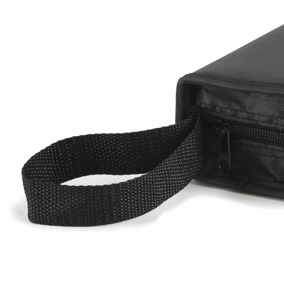 Hama Etui na płyty CD/DVD z koszulkami (wallet, pokrowiec, do przechowywania płyt CD, zamek błyskawiczny, na 32 płyty, nylon, z paskiem, 16,5 x 16,5 x 4.5 cm) czarne