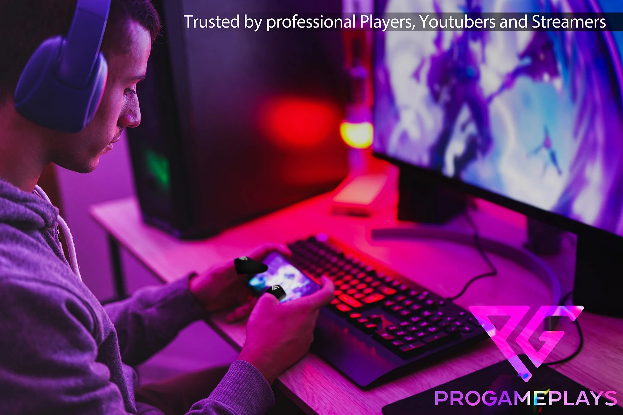 [3 pary] Rękaw z włókna węglowego do gier bezszwowy - jakość eSports do ekranów dotykowych kciuki (czarny i czerwony)