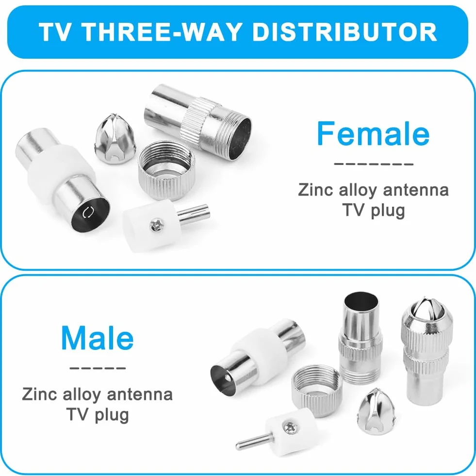 AXFEE Kabel TV wtyczka antenowa 8-częściowy zestaw