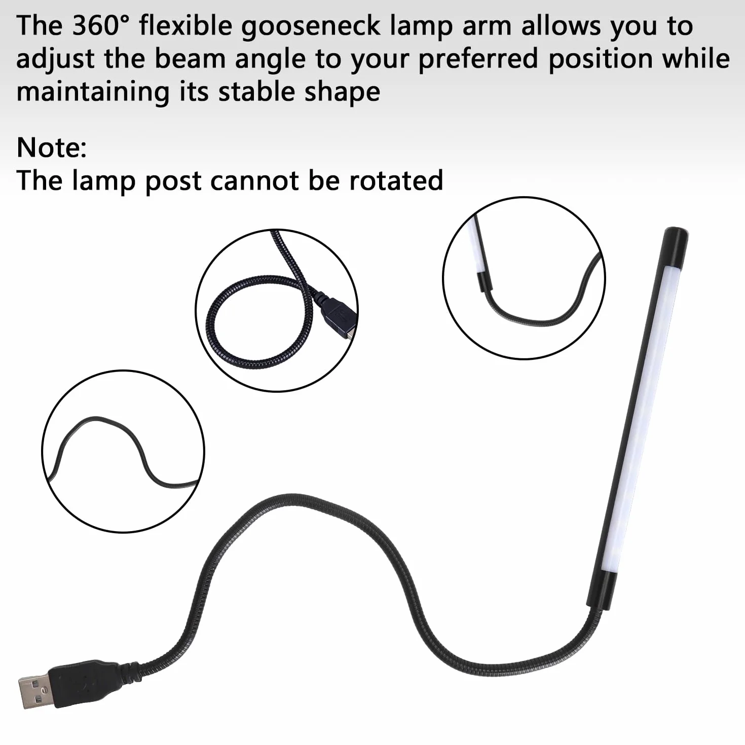 HENGBIRD 2 sztuki lamp LED USB, 10 diod LED, światło typu łabędzia szyja, lampa USB, przełącznik dotykowy, światło do czytania, możliwość regulacji jasności, lampka do czytania, klawiatury, laptopa
