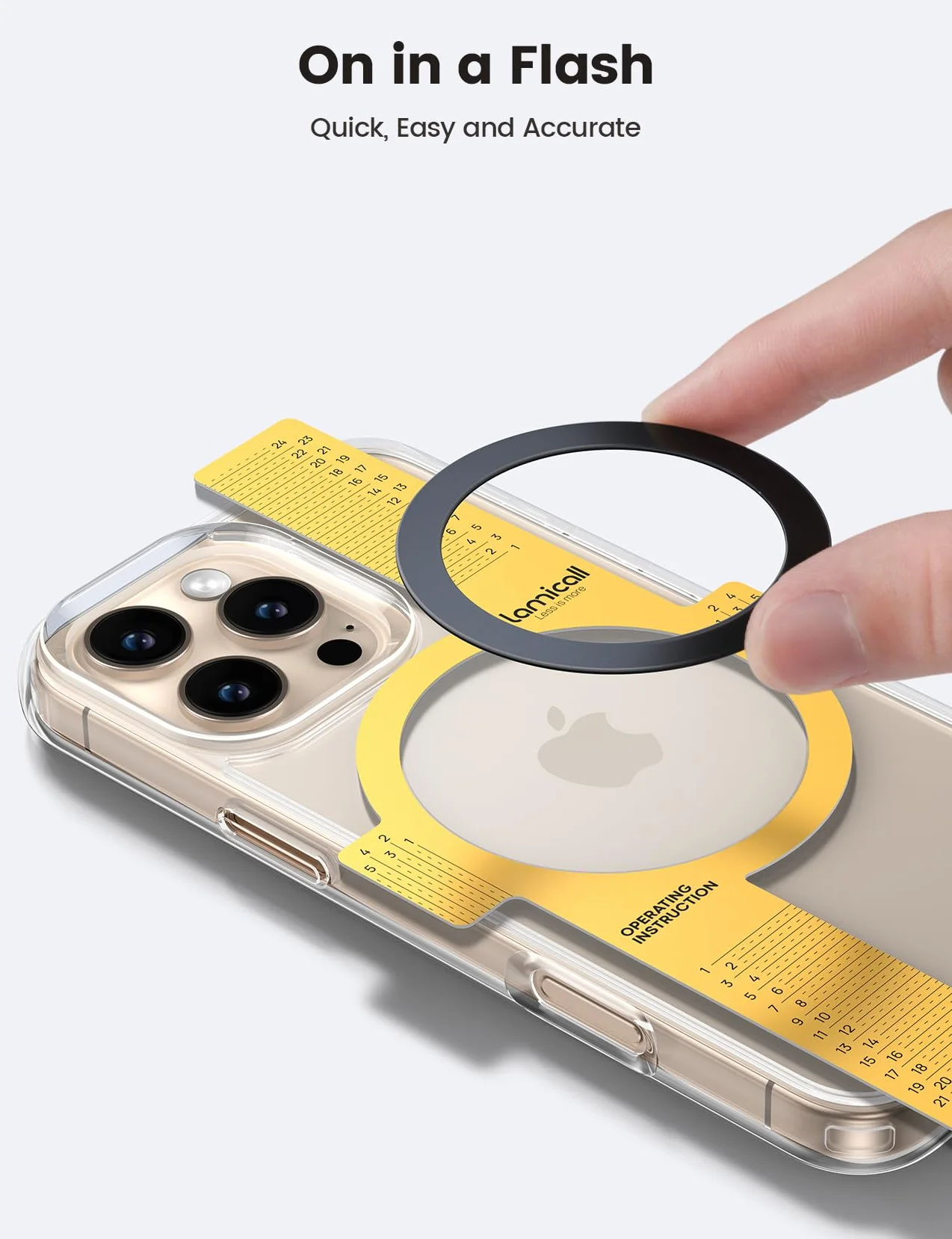 Lamicall naklejki pierścieniowej -[4 sztuk]Ekstra silny metalowy pierścień, Uniwersalny zestaw konwersyjny na bezdotykowego ładowania, odpowiedni dla iPhone 16/15/14/13/12,Galaxy,Android