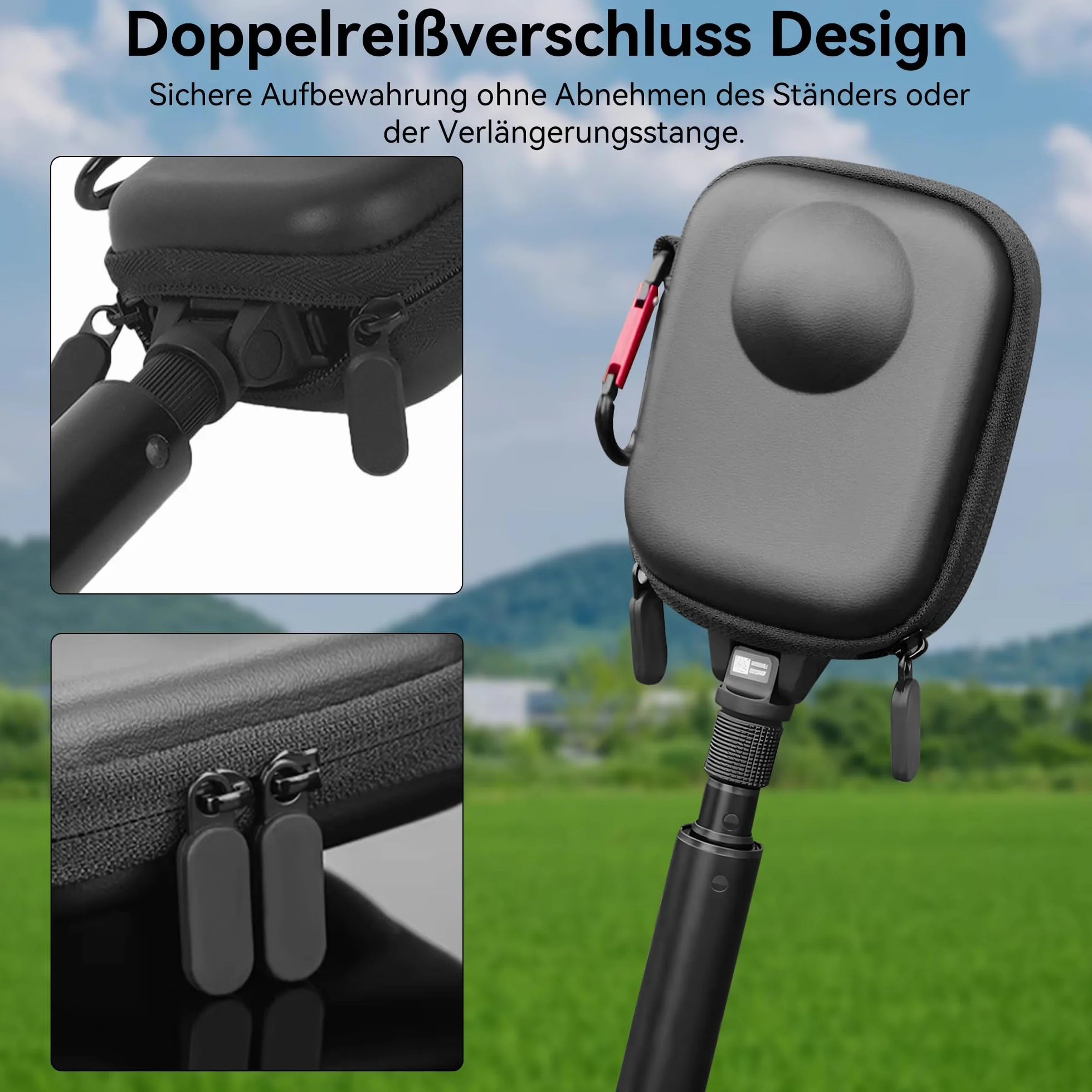 Osmo 360 Etui Transportowe - Przenośna Torba Podróżna z Twardą Powłoką PU do DJI Osmo 360 Przechowywania Akcesoriów Kamery Pokrowiec Ochronny z Karabińczykiem