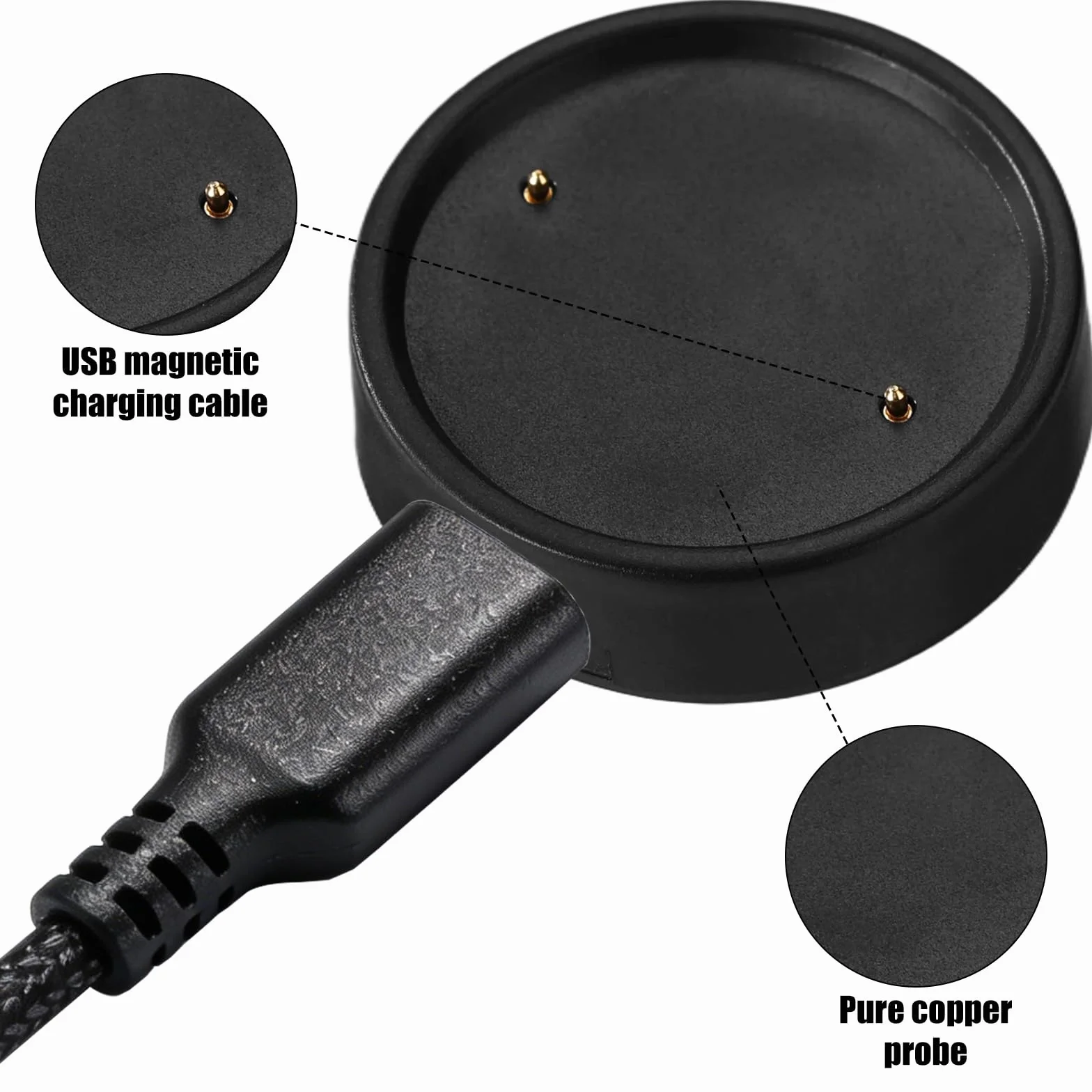 2szt Magnetycznych Stacji Ładujących Typu C do Inteligentnych Zegarków Amazfit Bip 6 / Active 2 / Active 2 Square, Wymienna Stacja Ładująca z Kablem Typu C