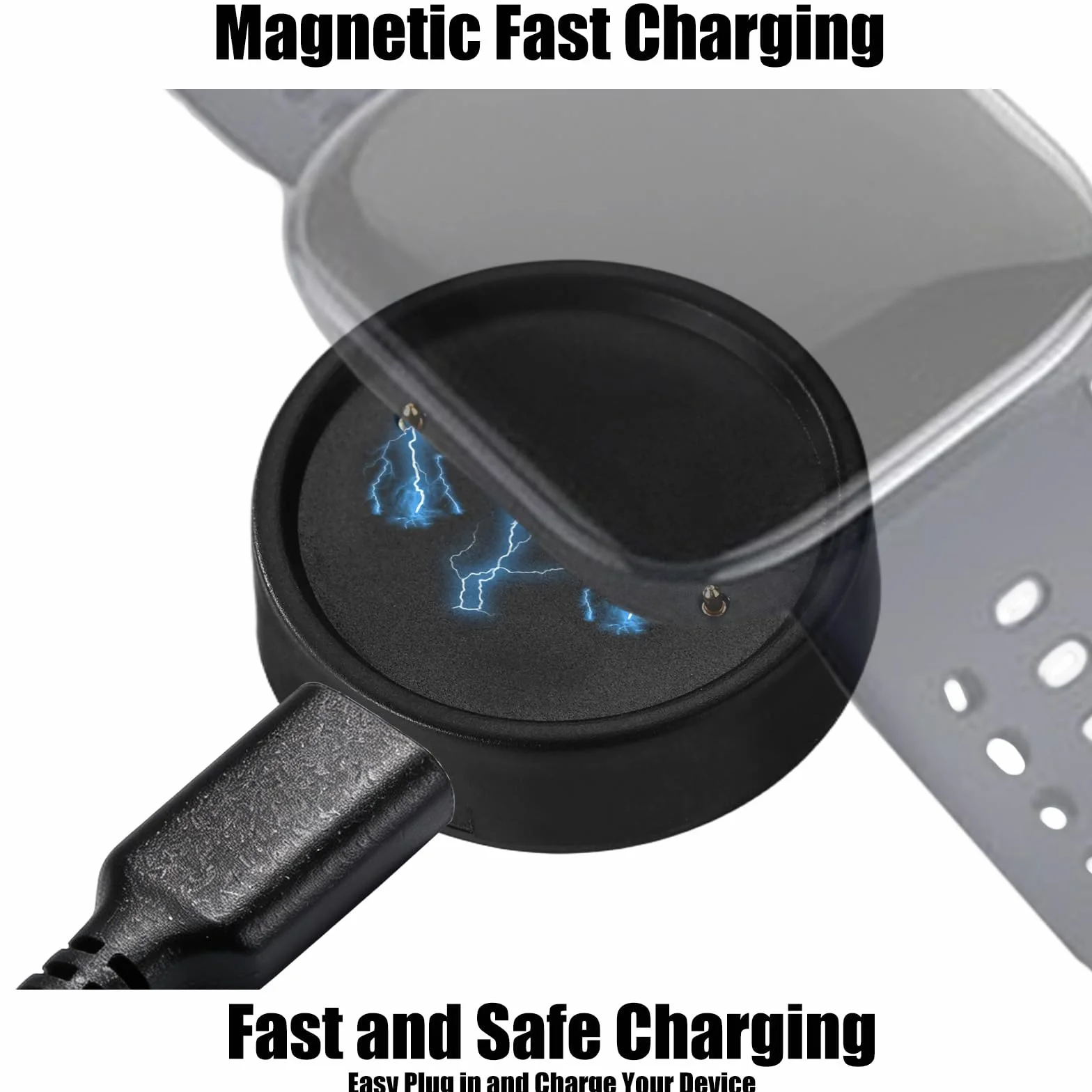 2szt Magnetycznych Stacji Ładujących Typu C do Inteligentnych Zegarków Amazfit Bip 6 / Active 2 / Active 2 Square, Wymienna Stacja Ładująca z Kablem Typu C