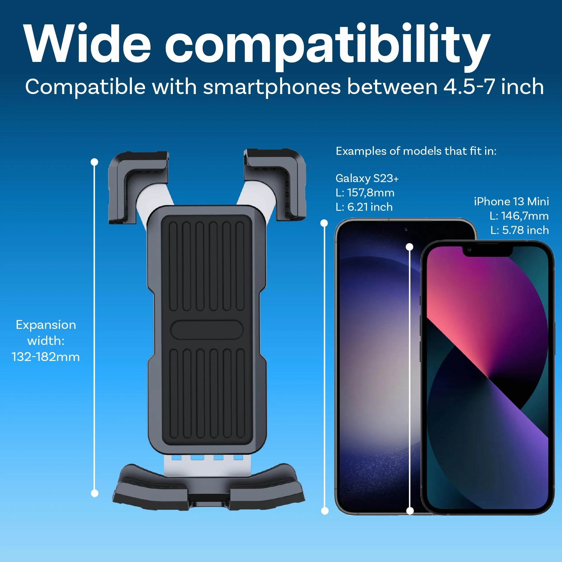MMOBIEL Uchwyt Rowerowy na Telefon - Solidny Uchwyt na Telefon do Roweru, Skutera itp. - Uchwyt na Telefon do Telefonów od 4 do 7 Cali - Regulowany Uchwyt do Nawigacji Rowerowej - Uniwersalny - Czarny
