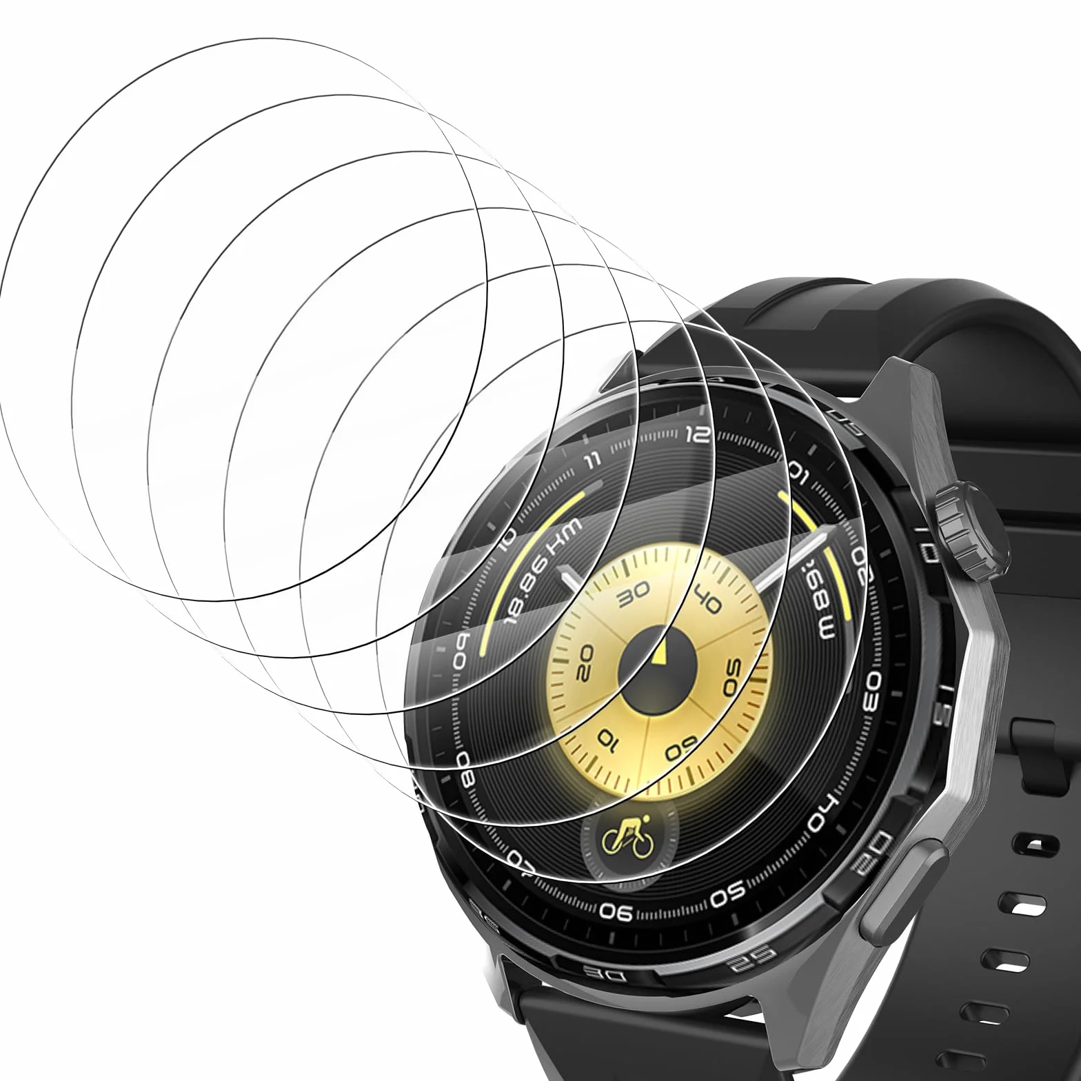 Hianjoo 6 sztuk folii ochronnej, kompatybilna z Huawei Watch GT 4 46 mm, twardość 9H, odporna na olej, odporna na zarysowania folia ochronna na wyświetlacz kompatybilna z Huawei Watch GT4 46 mm