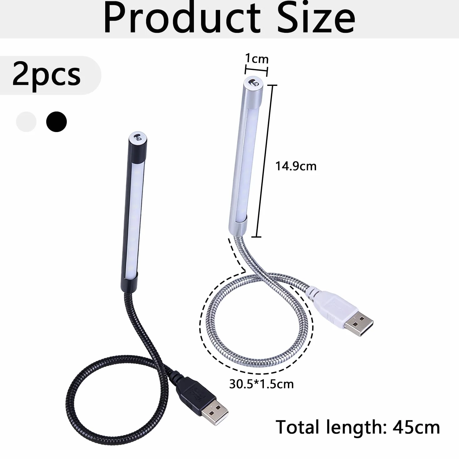 HENGBIRD 2 sztuki lamp LED USB, 10 diod LED, światło typu łabędzia szyja, lampa USB, przełącznik dotykowy, światło do czytania, możliwość regulacji jasności, lampka do czytania, klawiatury, laptopa