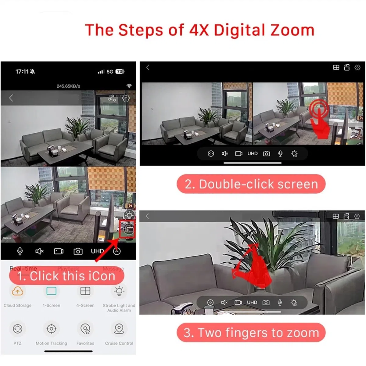 Kamery Monitoringu, 4K 8MP 4X Zoom kamera PTZ zewnętrzna kamera HD 4MP podwójny obiektyw podwójny ekran kolorowy noktowizor AI automatyczne śledzenie nadzór wideo(4MP NO SD Card)