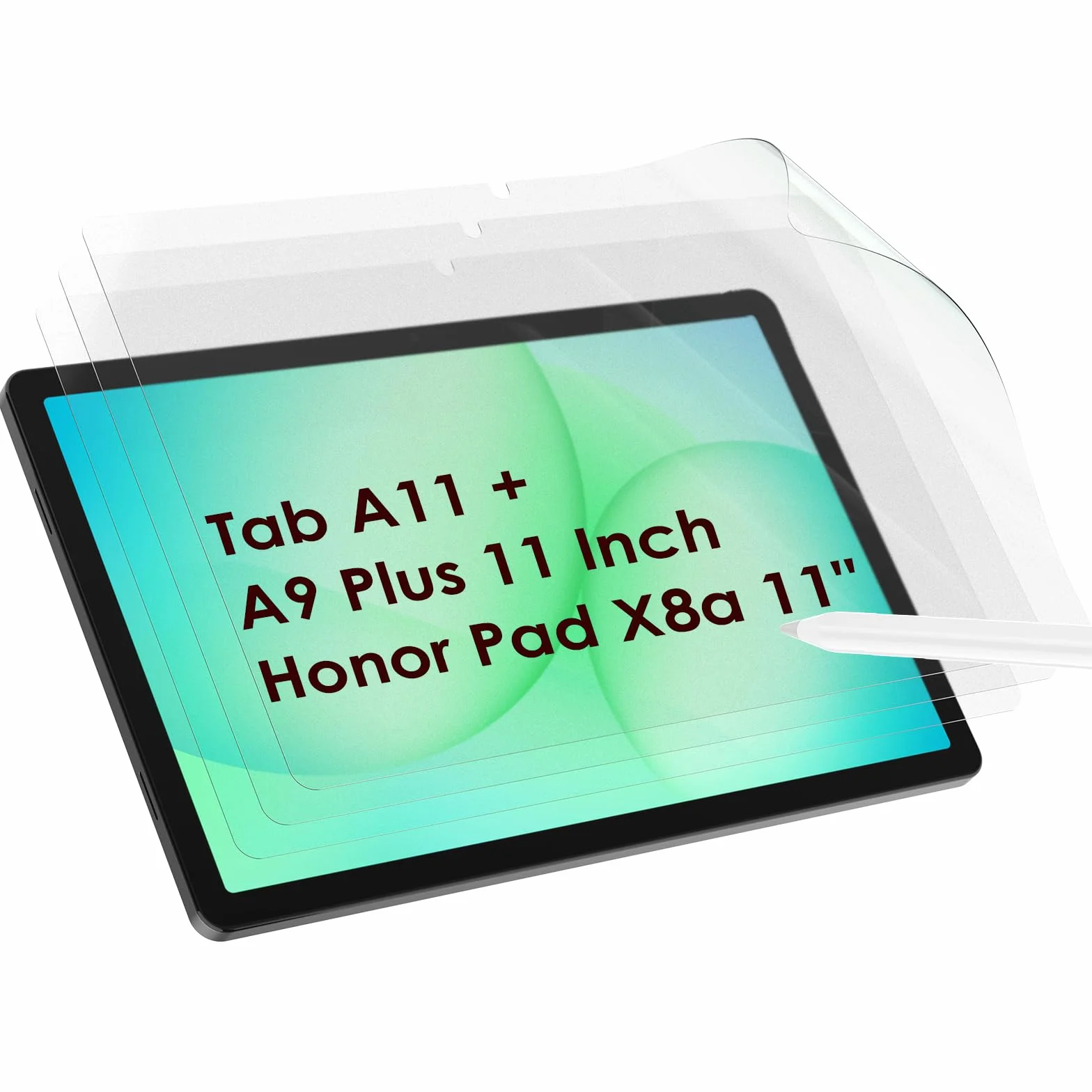 WD&CD 3-pak papierowych ochraniaczy ekranu do Samsung Galaxy Tab A11 Plus/ A9 Plus/Honor Pad X8a 27.9 cm, matowa folia PET, antyodblaskowa, przyjazna dla obudowy