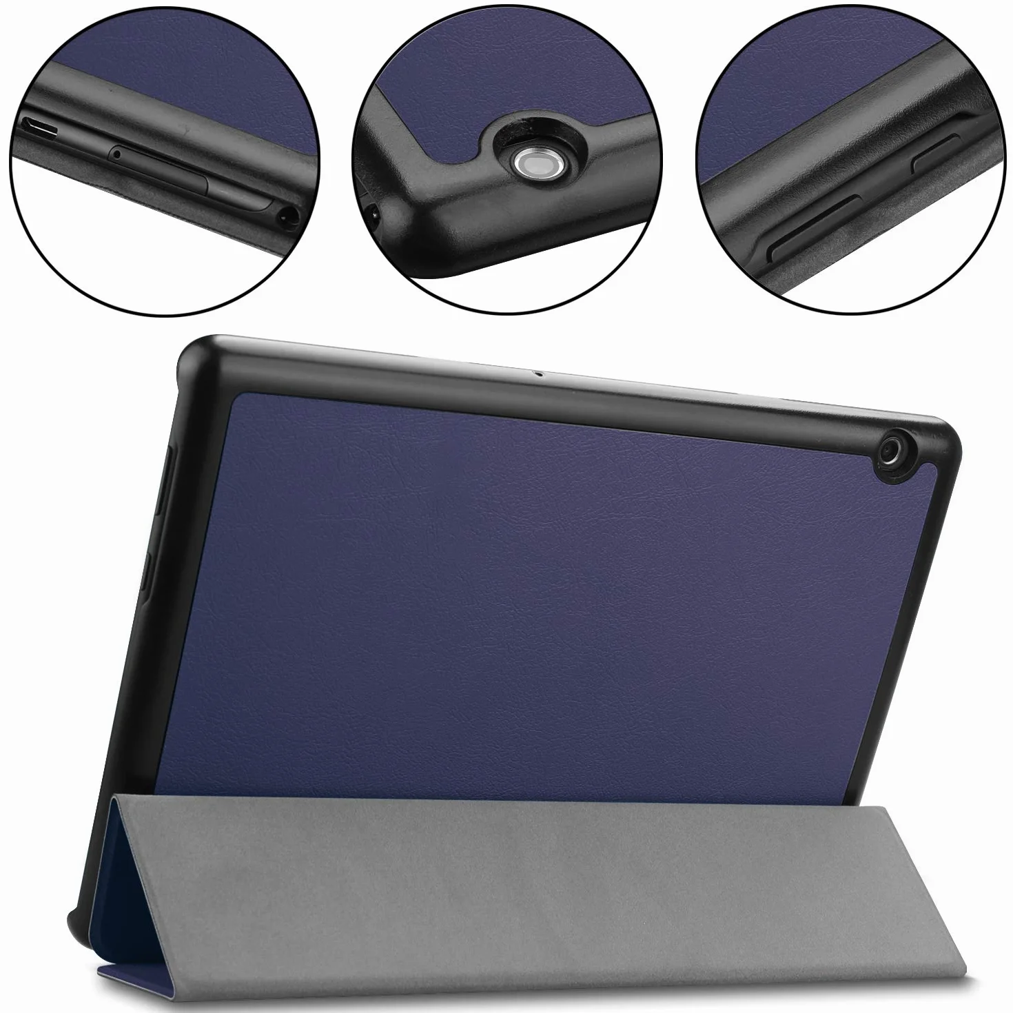 3-składane, skórzane etui do Huawei MediaPad T5, 25.4 cm folio PU, ultra cienkie dopasowanie, ochronne, automatyczne uśpienia/budzenie, magnetyczne etui z klapką do Media Pad T5 10.1 2018 z podpórką