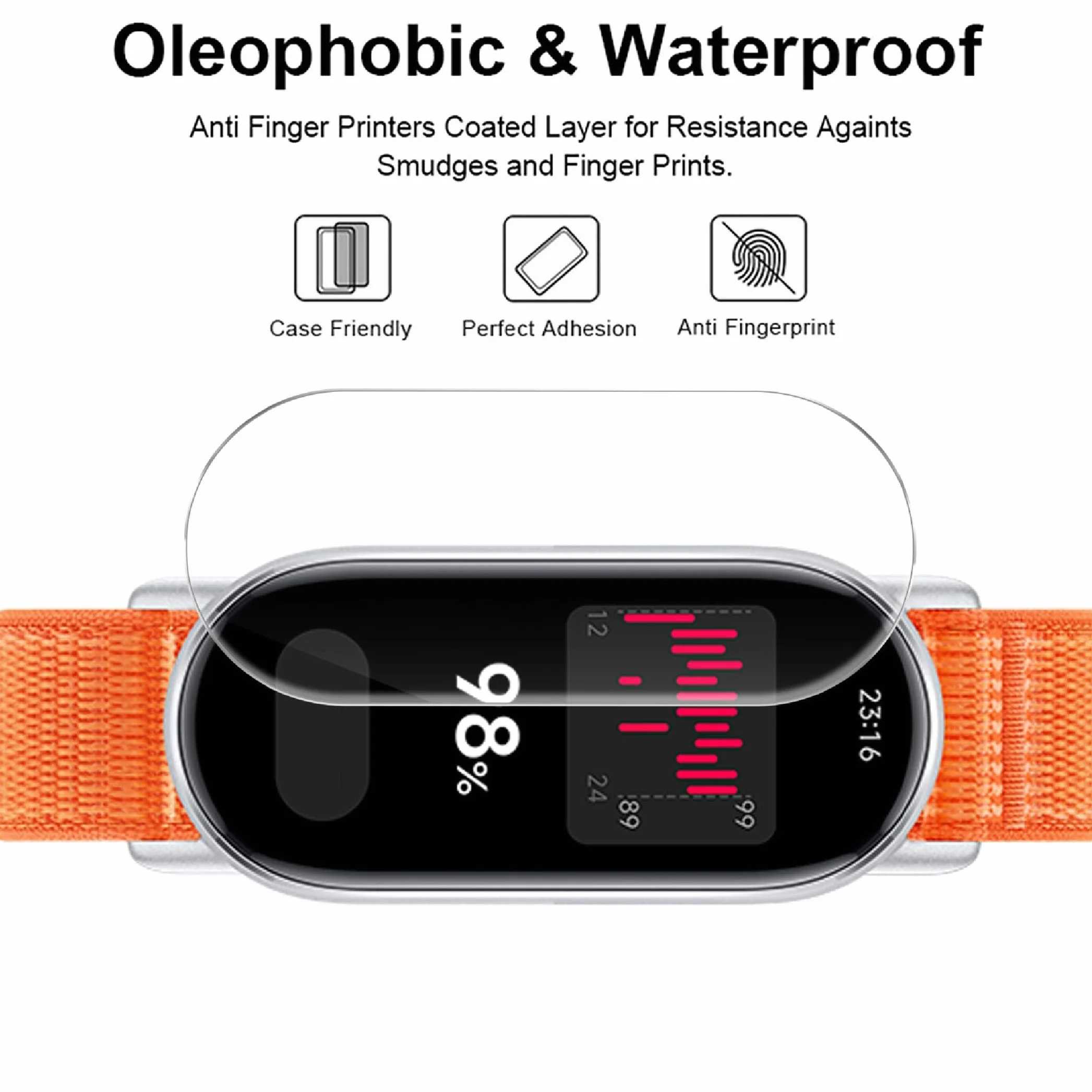 GIOPUEY Ochraniacz ekranu do Xiaomi Mi Smart Band 9, [6 opakowań] elastyczna folia ochronna na ekran TPU, odporna na pęcherzyki powietrza, odporna na zużycie, przezroczysta