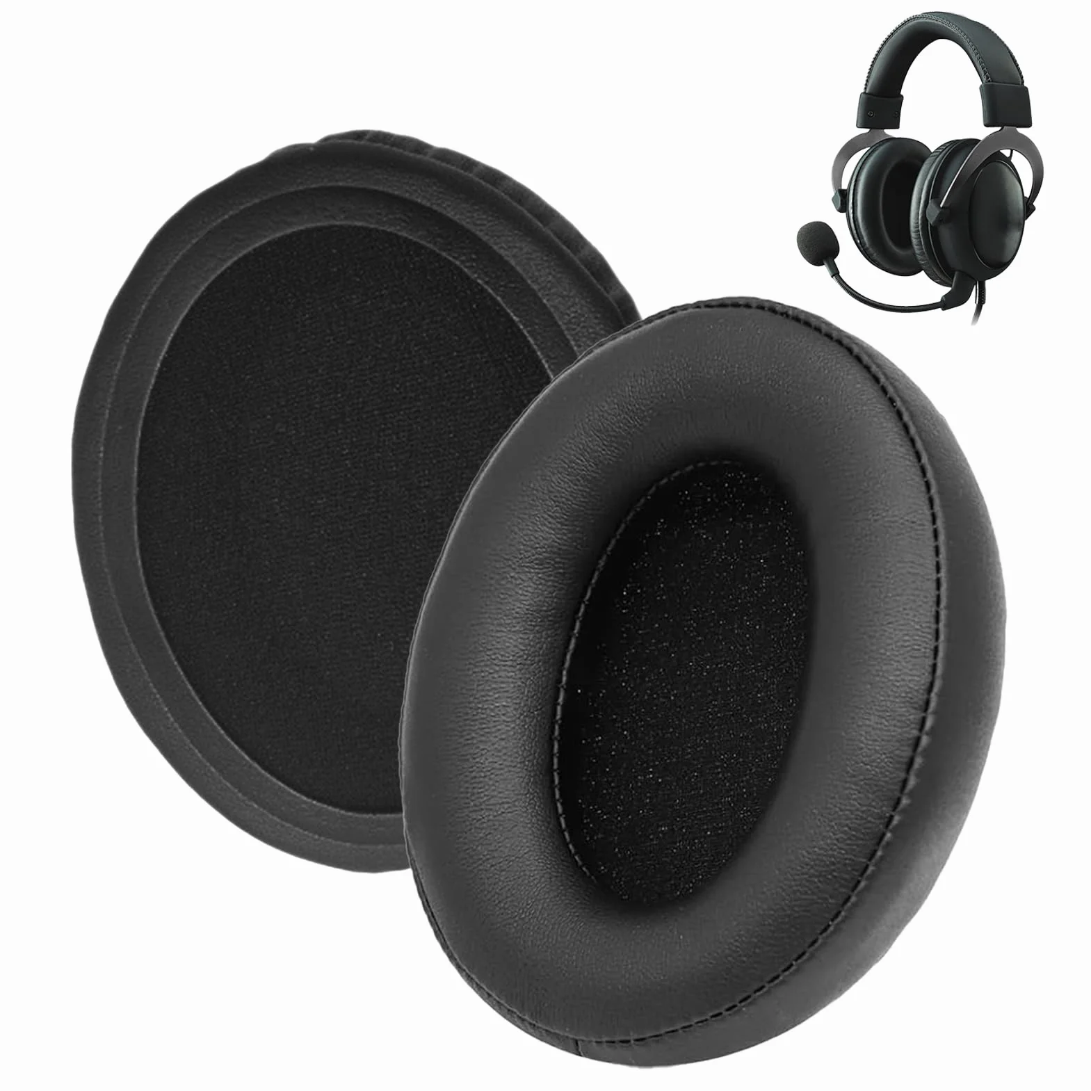 1 para wymiennych nauszników do HyperX Cloud Stinger, Cloud Flight, CloudX, Cloud II, Cloud III, Cloud Alpha, Cloud Core, Mix słuchawek, pianka memory i białkowa skóra PU, czarne