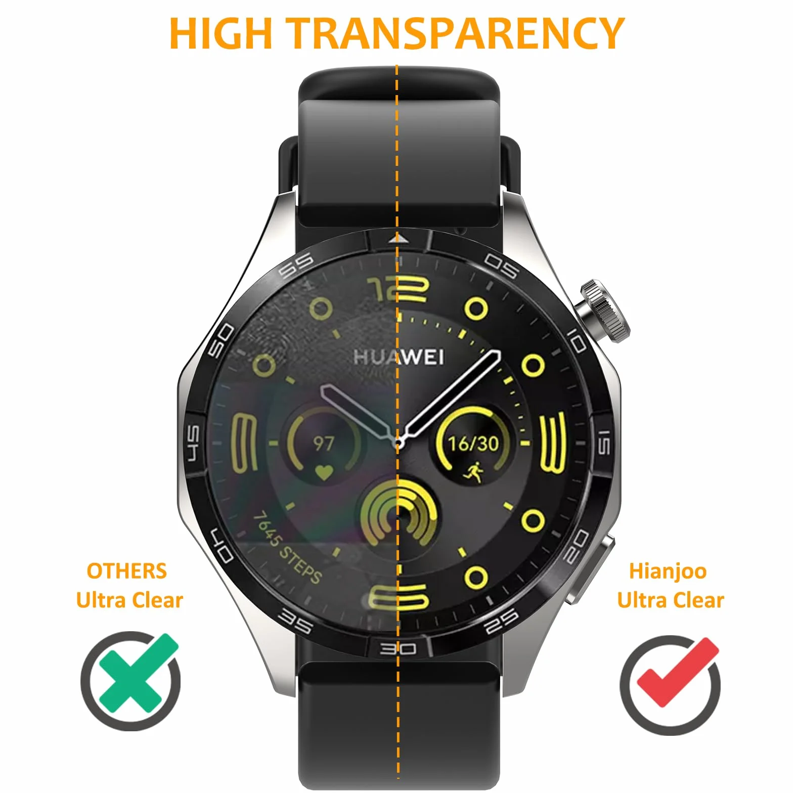 Hianjoo 6 sztuk folii ochronnej, kompatybilna z Huawei Watch GT 4 46 mm, twardość 9H, odporna na olej, odporna na zarysowania folia ochronna na wyświetlacz kompatybilna z Huawei Watch GT4 46 mm