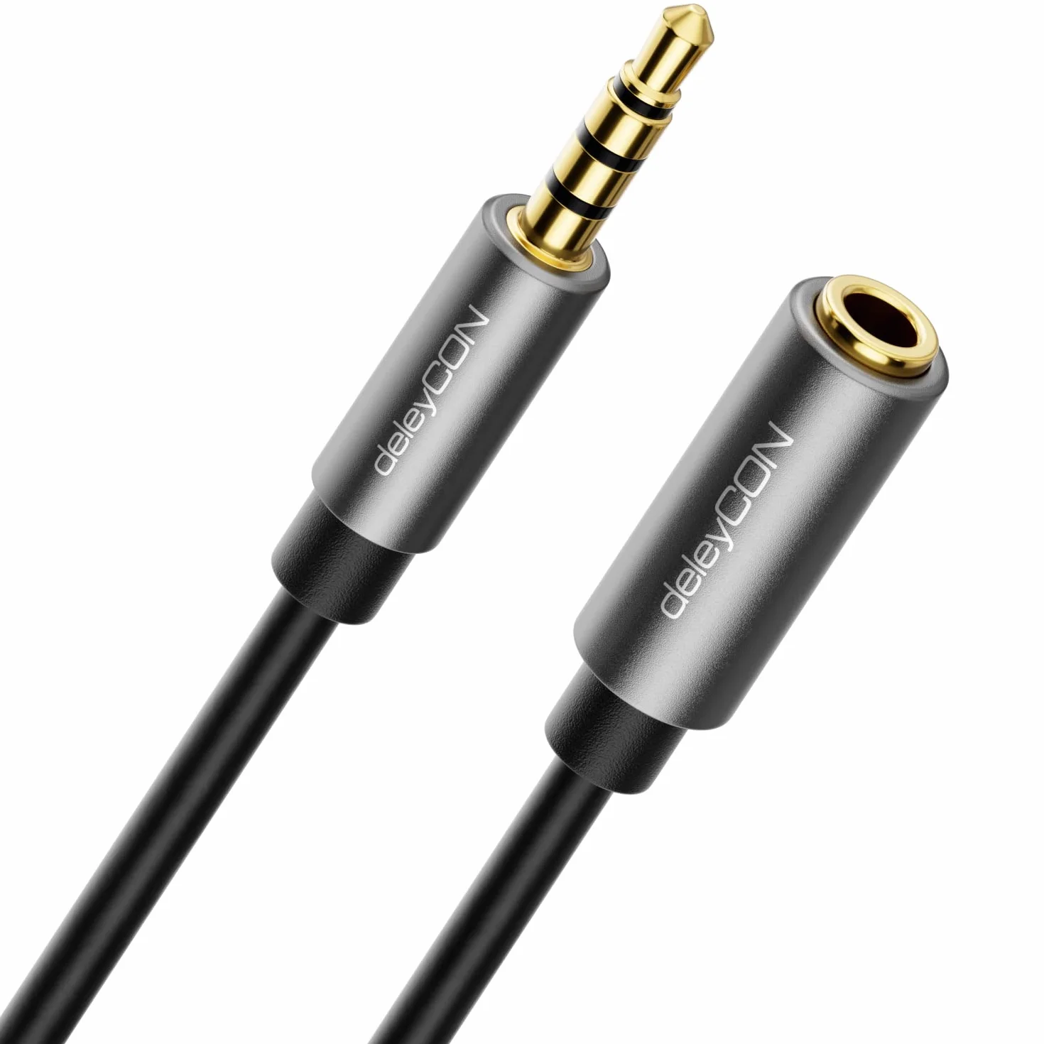 deleyCON 1,5m Przedłużacz Headset CTIA 4 Polowy TRRS Mikrofon 3,5mm Klinke Kabel Przedłużający Słuchawki AUX Metalowe Wtyki Stereo Audio PC Telefon Smartfon Tablet HiFi Odbiornik