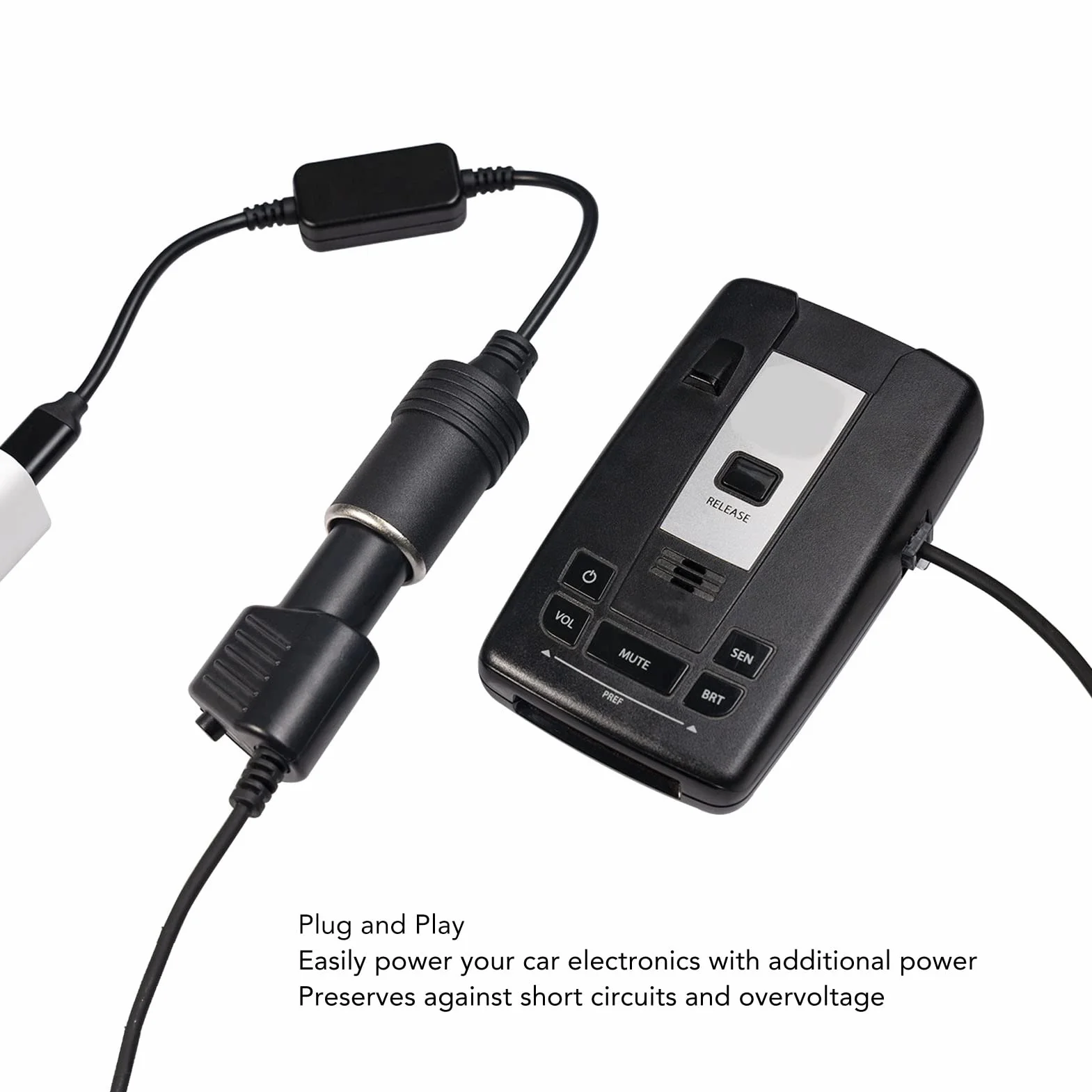 Adapter zapalniczki samochodowej 5V USB C męski na 12 V, konwerter zasilacza, USB C męski na 12 V żeński z kablem 30 cm