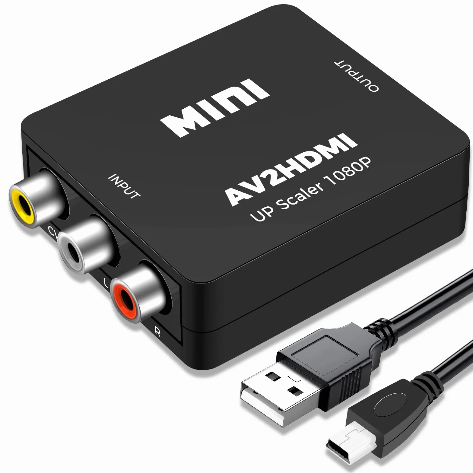 Konwerter RCA na HDMI, adapter AV na HDMI, 1080P CVBS Composite Audio Konwerter wideo z kablem zasilającym USB do kamery/PS2/SNES/VHS/Xbox/PS4/TV/DVD/Wii/obsługuje PAL/NTSC