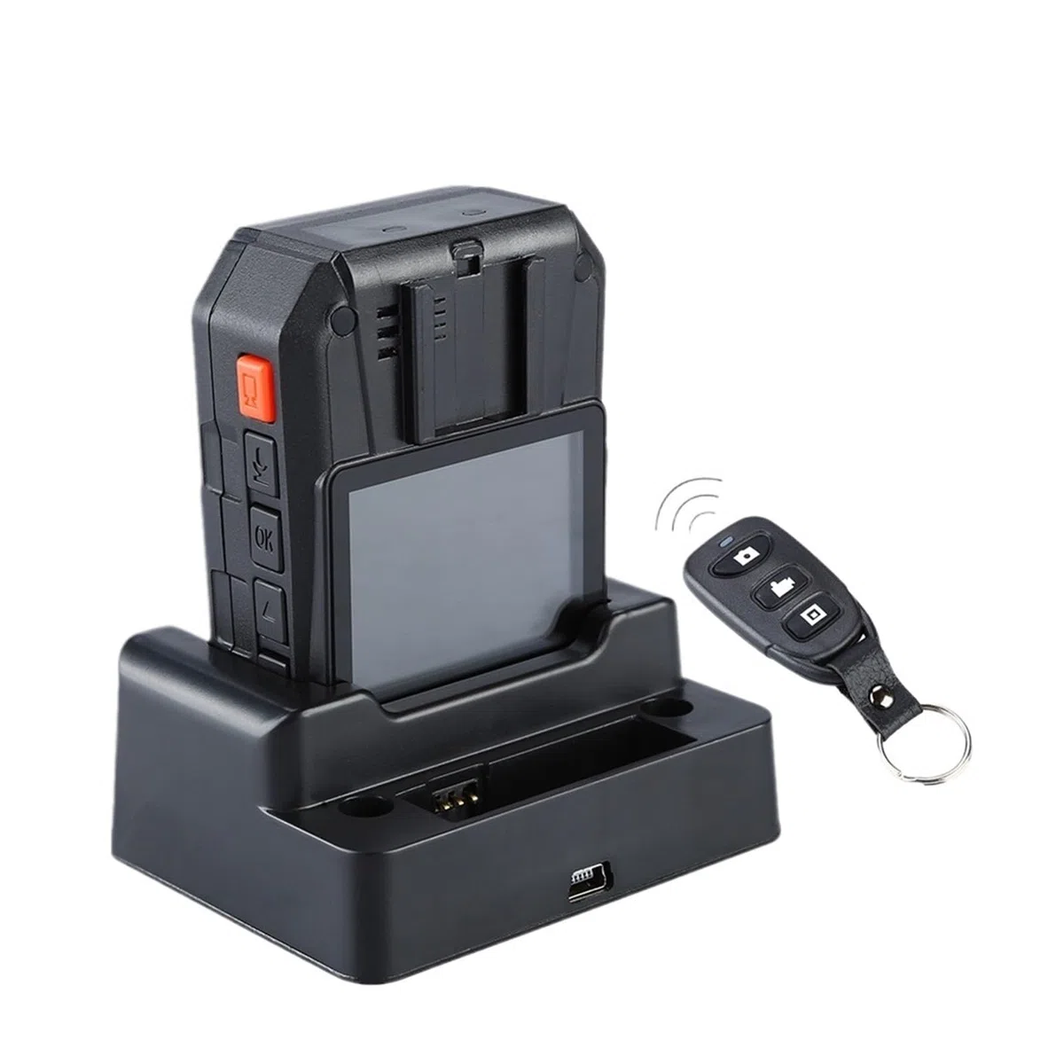 Kamera na ciało WA7-D Zużyta mini kamera 32G/64G Kamera do noszenia na ciele DVR Rejestrator wideo Pilot Kamera policyjna ze stacją ładującą z dźwiękiem i obrazem(64GB With GPS)