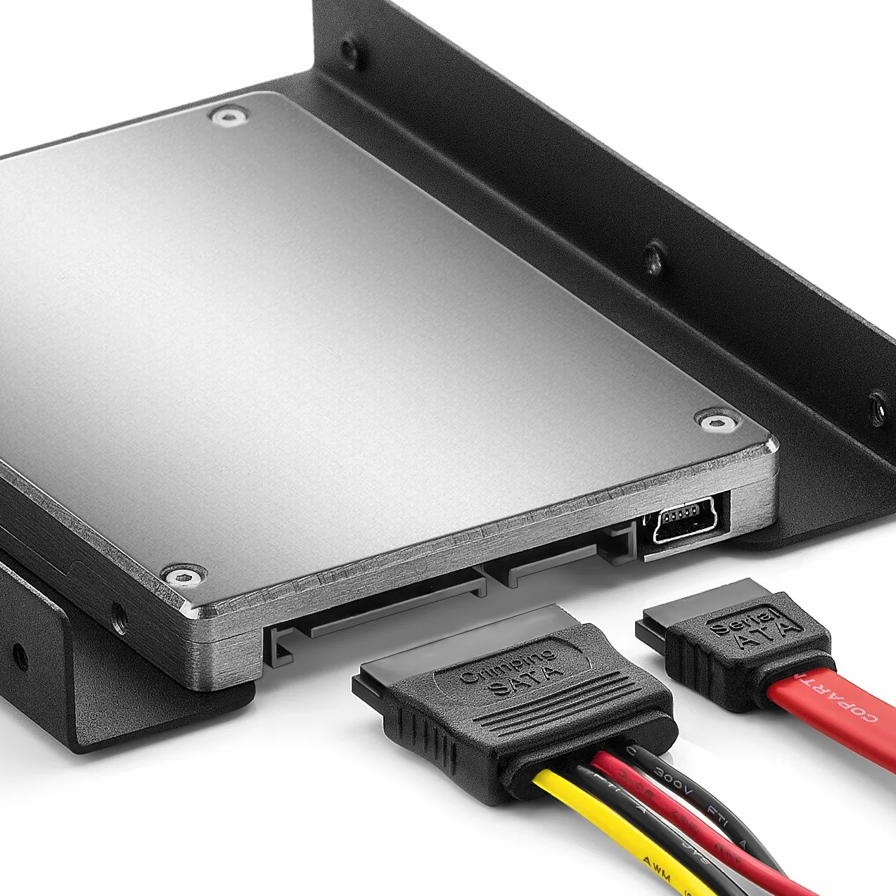 deleyCON Rama Montażowa do Dysków Twardych 2,5" Adapter Dysków SSD do 3,5" Zdejmowana Rama Rama Montażowa Szyny Montażowe ze Śrubami Kabel SATA Zasilacz i Śrubokręt