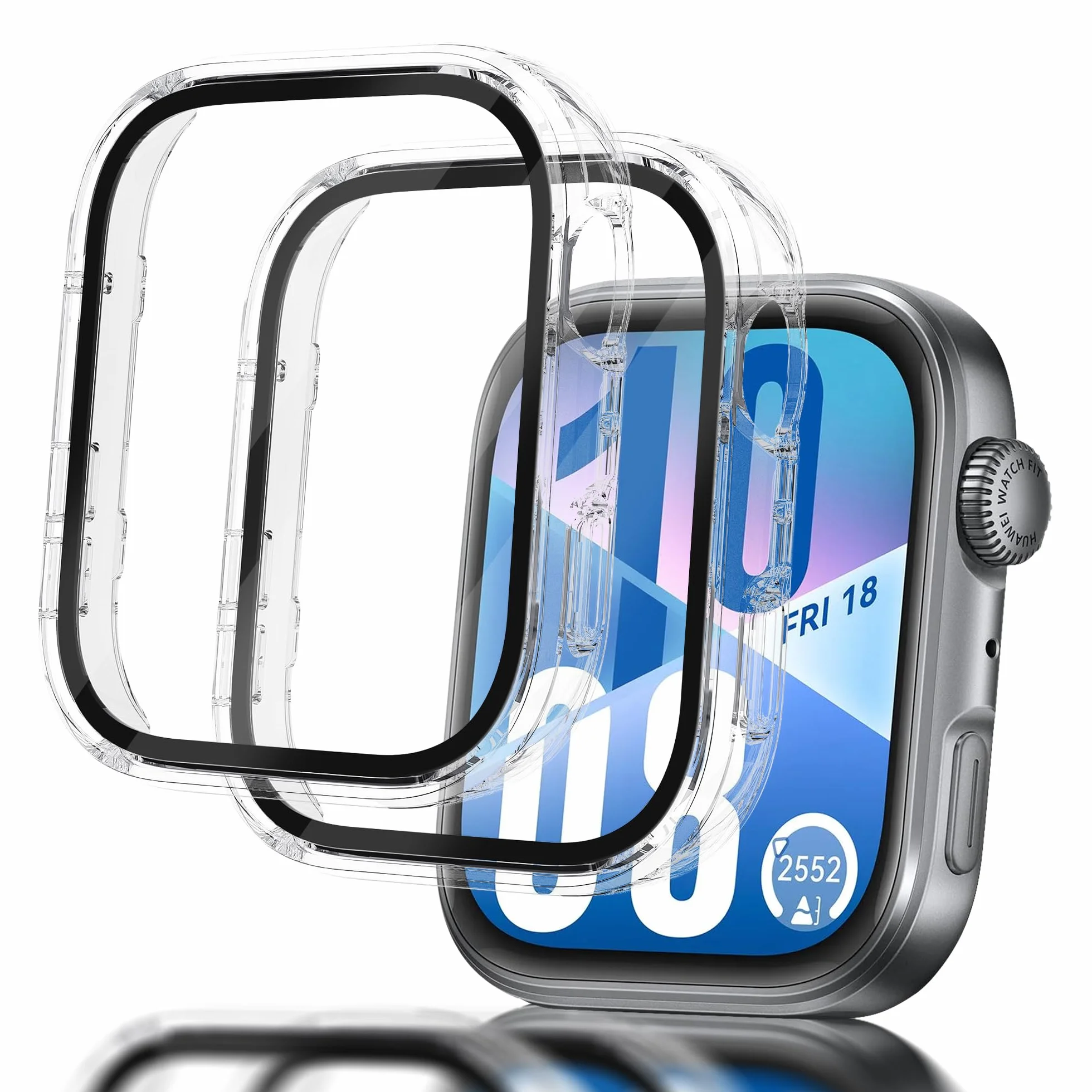 2 sztuki etui do Huawei Watch Fit 4 etui ochronne z ochroną wyświetlacza, twardy PC 360°, ochrona przed zadrapaniami, kurzem, ultracienkie etui ochronne do Huawei Watch Fit 4