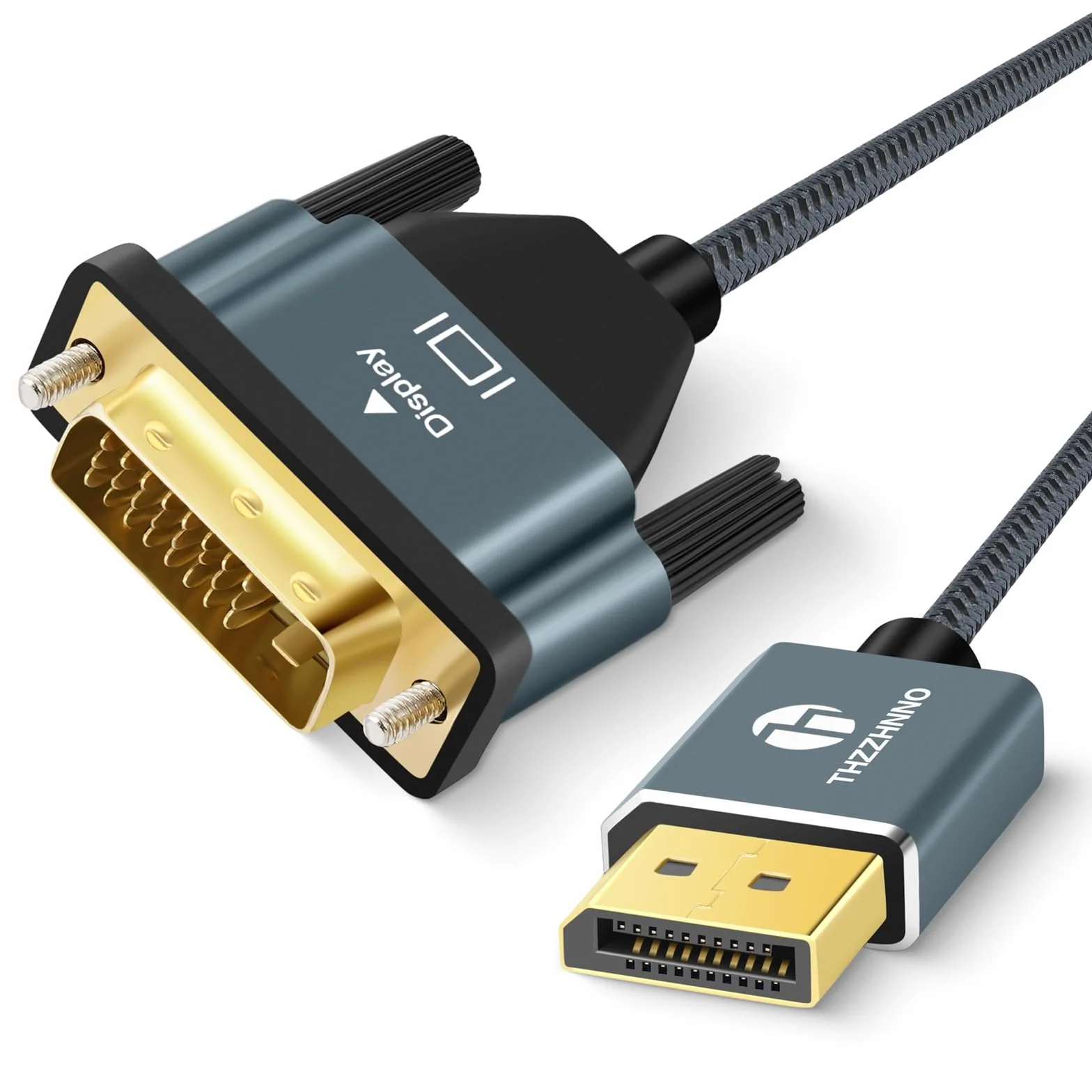 Kabel DisplayPort na DVI 0,5M, Pozłacany Port Wyświetlacza do DVI-D, Nylonowy Pleciony Adapter Męski na Męski, Kompatybilny z Komputerem, Laptopem, Monitorem, Projektorem