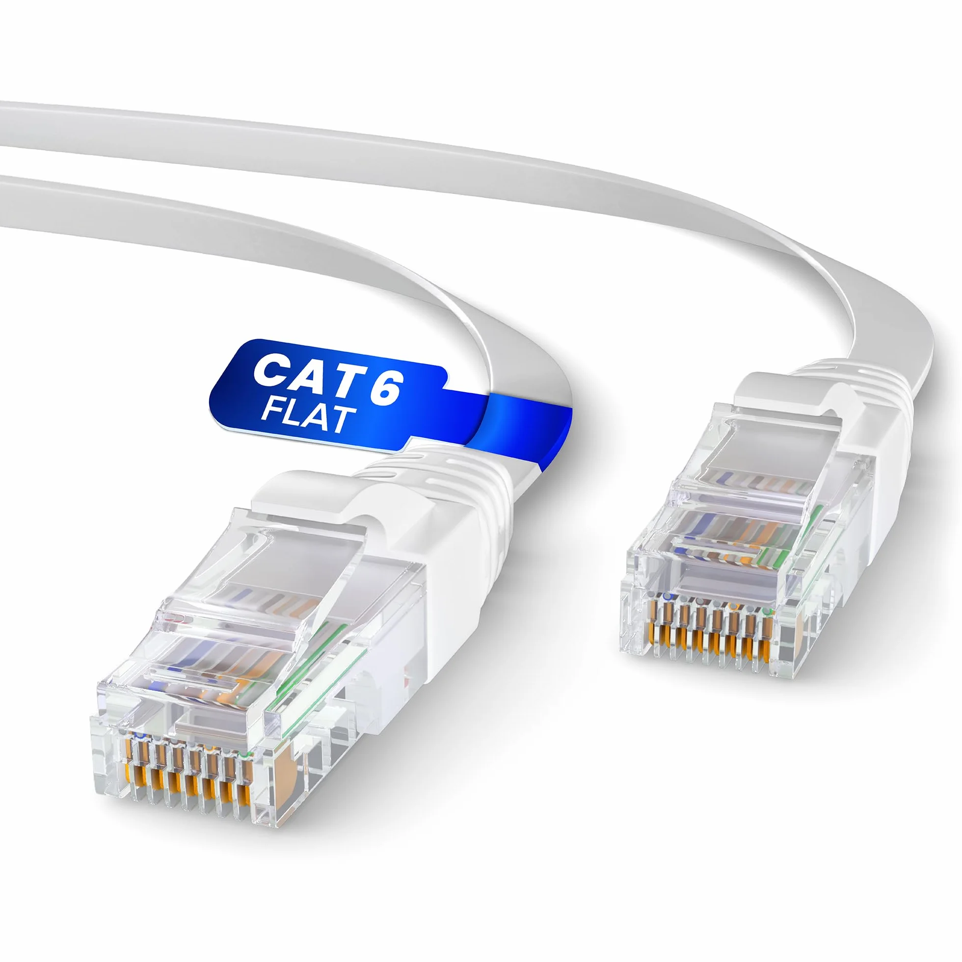 Mr. Tronic Płaski kabel sieciowy Ethernet Cat 6, kabel sieciowy LAN z portami RJ45 do szybkiego i niezawodnego Internetu, AWG24 płaski kabel krosowy Cat 6 | 1 Gbps UTP CCA (10 metrów, biały)