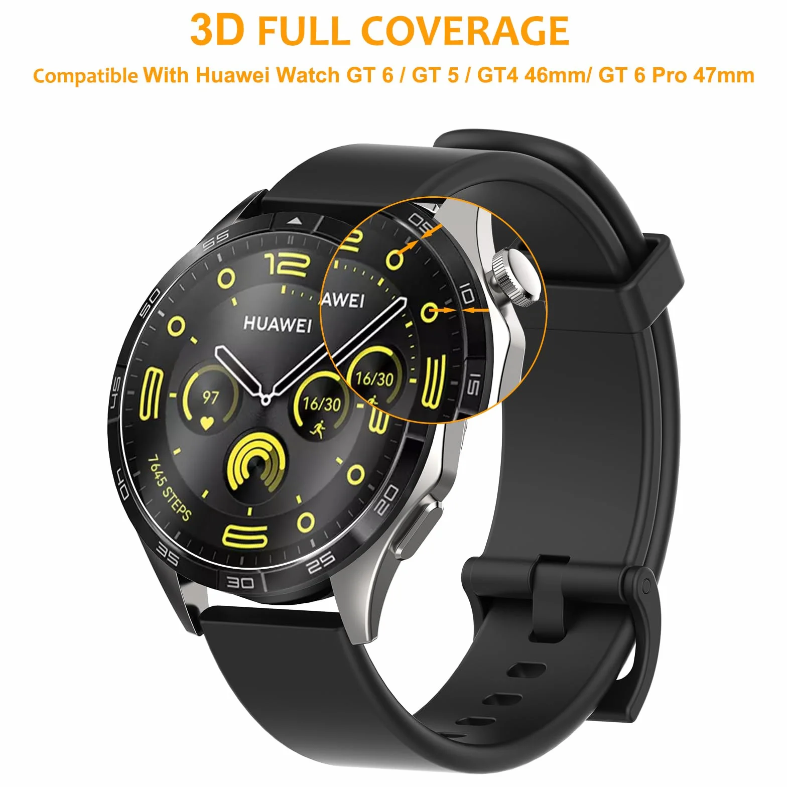 Hianjoo 6 sztuk folii ochronnej, kompatybilna z Huawei Watch GT 4 46 mm, twardość 9H, odporna na olej, odporna na zarysowania folia ochronna na wyświetlacz kompatybilna z Huawei Watch GT4 46 mm
