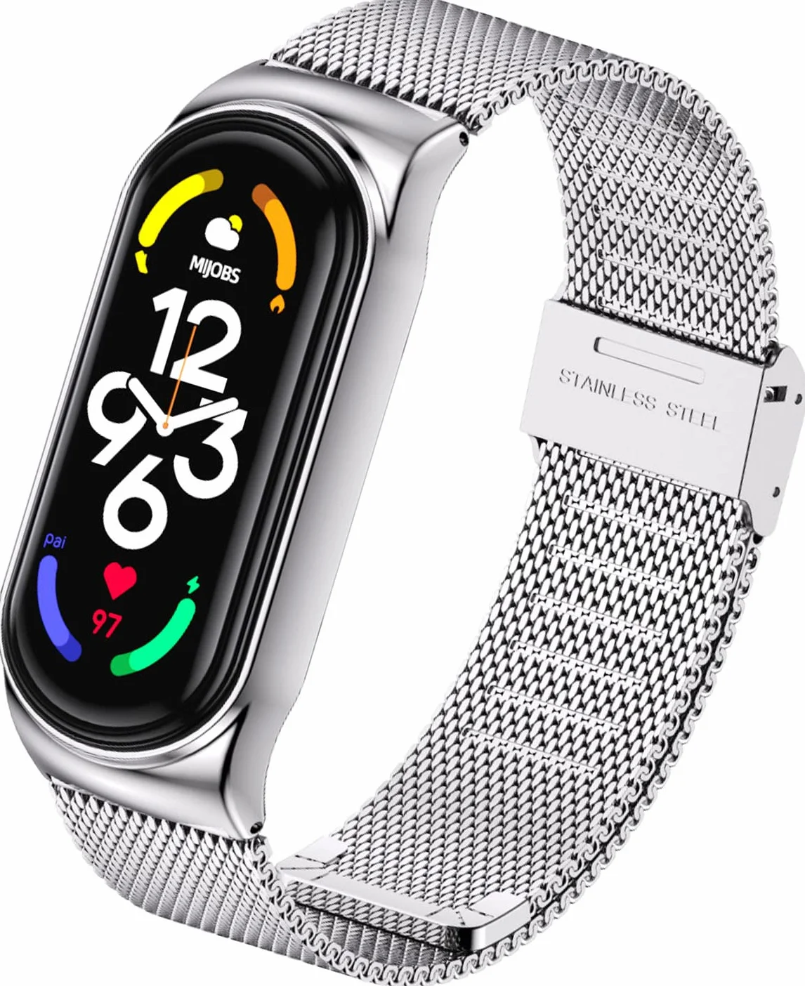 Bransoletka Ainiv do Mi Band 5/6/7/4/3, Wymienne Paski do Zegarków Xiaomi, Rozciągliwy Nylonowy Pasek ze Stali Nierdzewnej do Akcesoriów