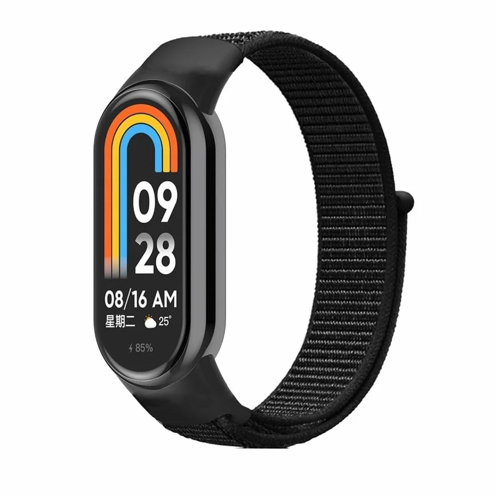 Bransoletka kompatybilna z Xiaomi Smart Band 8/9/10 NFC, regulowany pasek do zegarka, miękki nylon, zapasowy pasek dla kobiet i mężczyzn