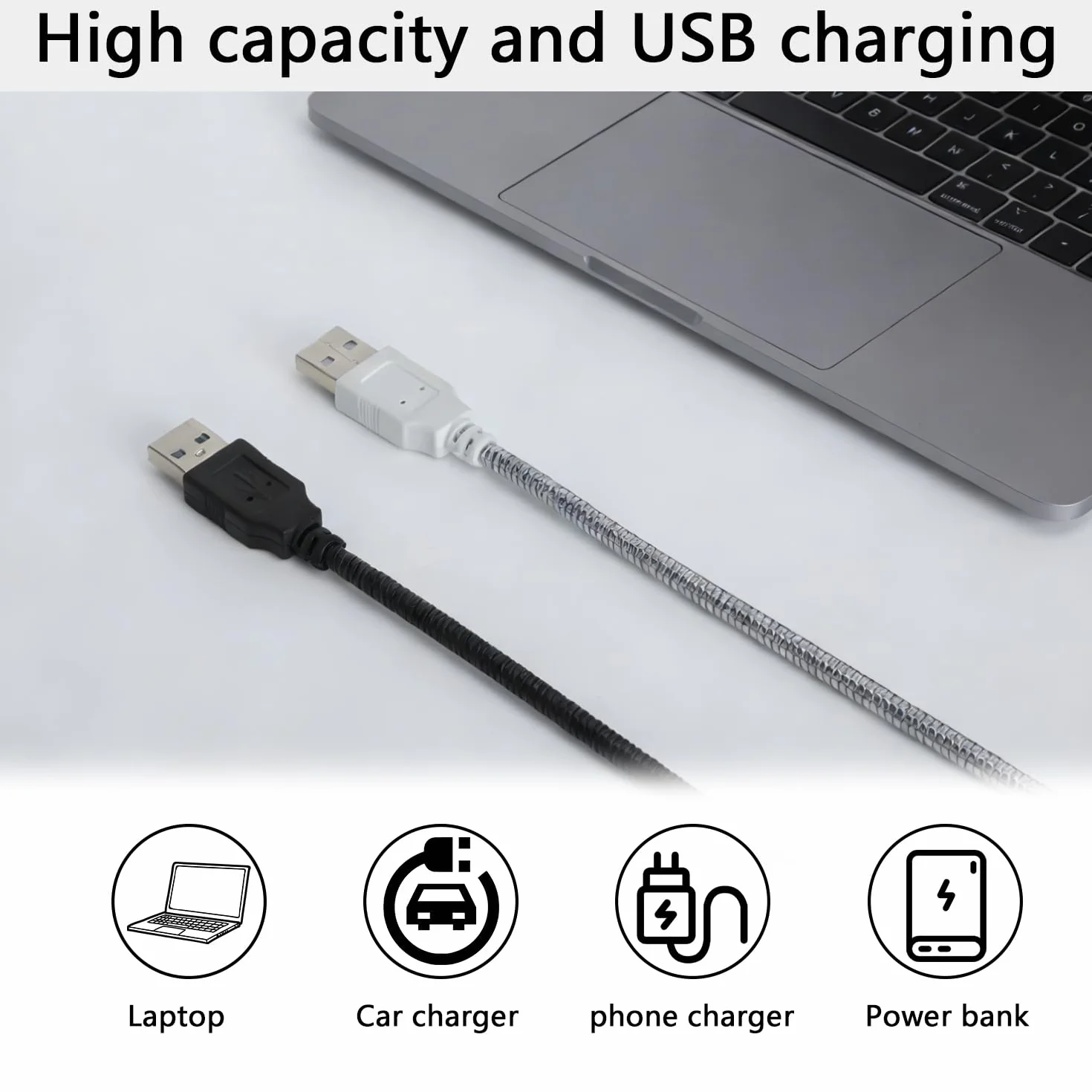 HENGBIRD 2 sztuki lamp LED USB, 10 diod LED, światło typu łabędzia szyja, lampa USB, przełącznik dotykowy, światło do czytania, możliwość regulacji jasności, lampka do czytania, klawiatury, laptopa