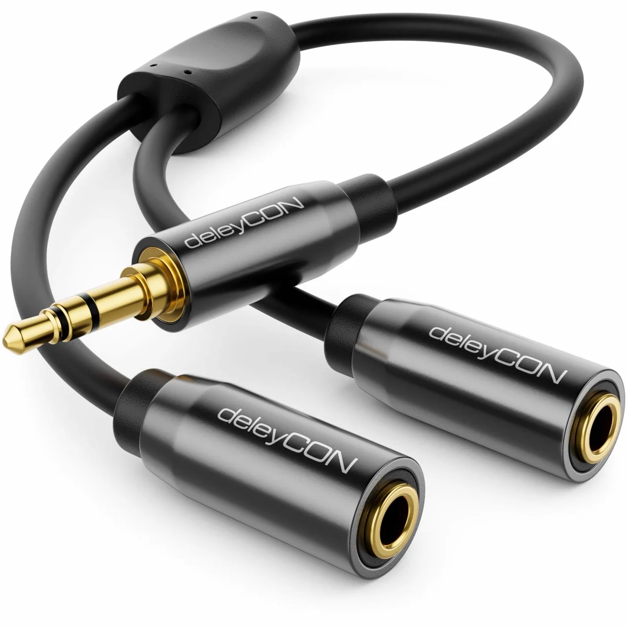 deleyCON 0,2m audio adapter Y - AUX - wtyk jack 3,5mm na 2x gniazdo jack 3,5mm
