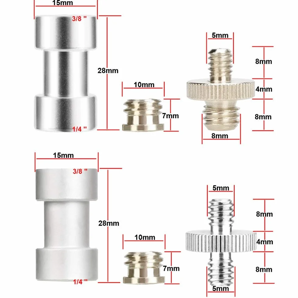 UTEBIT 16 szt. wkrętów adaptera/konwerterów 1/4 i 3/8 gwintowany metalowy adapter śrubowy do parasola odblaskowego, lampy studyjnej, uchwytu błyskowego, statywu, monopodu itp