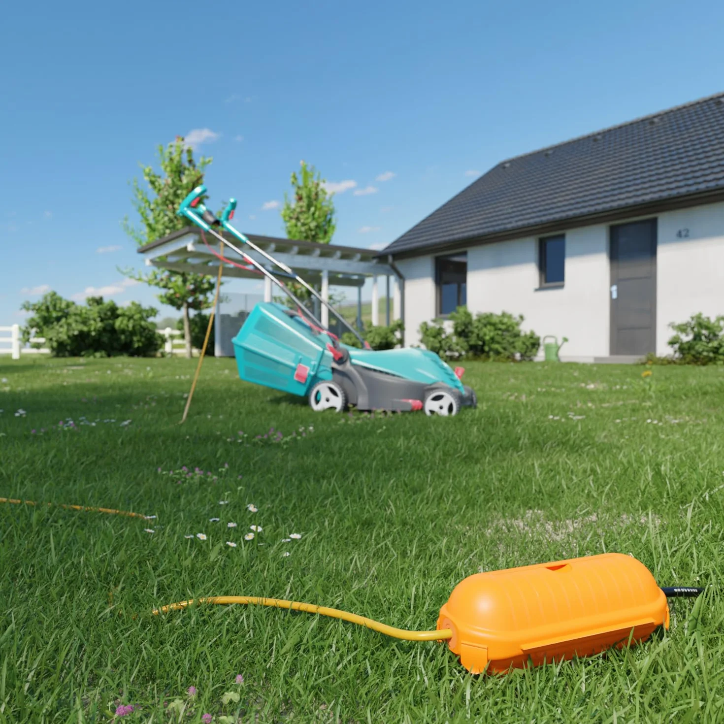 deleyCON Skrzynka Ochronna na Przewody Outdoor IP44 do Kabla Zasilającego Przedłużacza Odporna na Warunki Atmosferyczne Bryzgoszczelna do Użytku Zewnętrznego Obudowa Ochronna Przewodów - Pomarańczowy