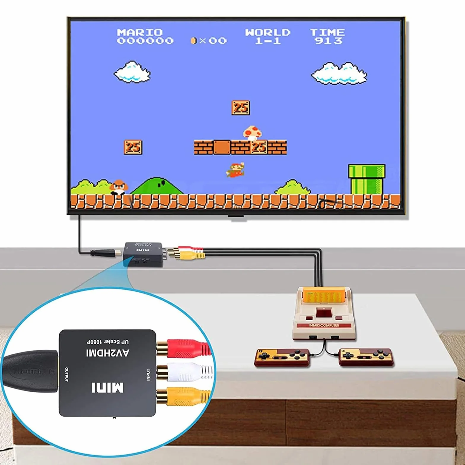 Adapter RCA na HDMI, konwerter AV na HDMI, konwertery do Xbox PS4 PS3 PS2 TV STB VHS kamera DVD