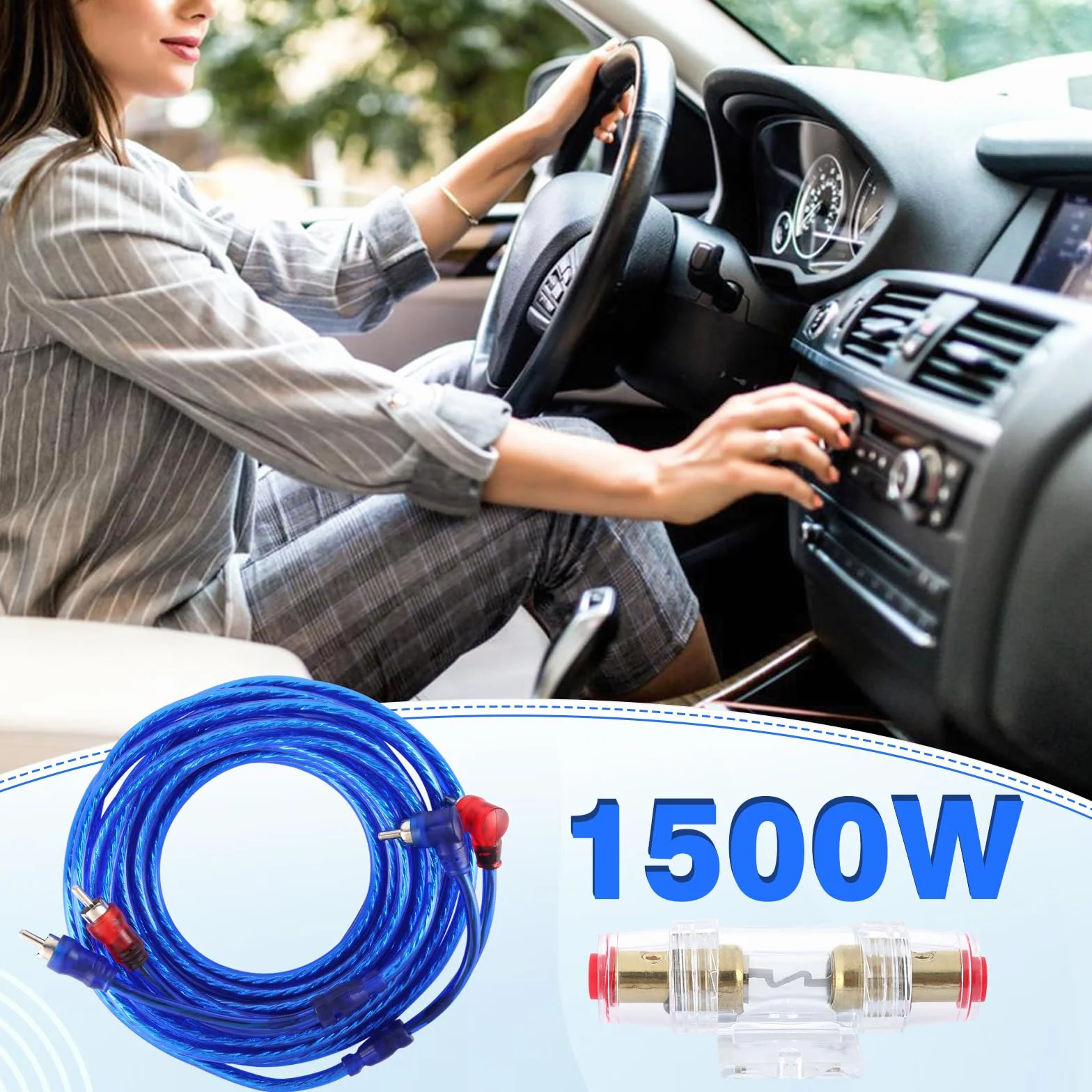 Zestaw kabli do wzmacniacza samochodowego, zestaw przyłączeniowy 10 GA do subwoofera, zestaw kabli 1500 W, wzmacniacz wyjściowy, wzmacniacz samochodowy, przewód audio 4,5 m do wzmacniaczy