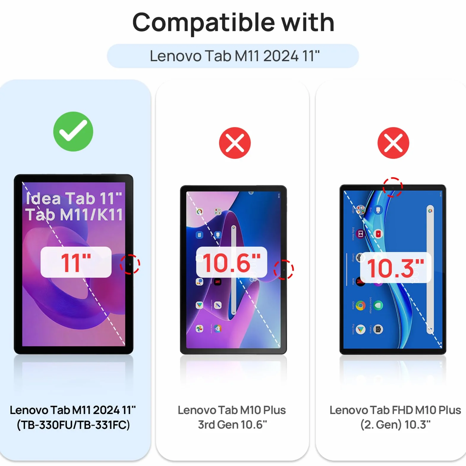 Gerutek 2 sztuki folii ochronnej do Lenovo Tab M11 2024 / K11 / Lenovo Idea Tab 2025 11" (TB-336FU/330FU/331FC/330XU), twardość 9H, odporna na zarysowania, odporna na odciski palców, bez pęcherzyków