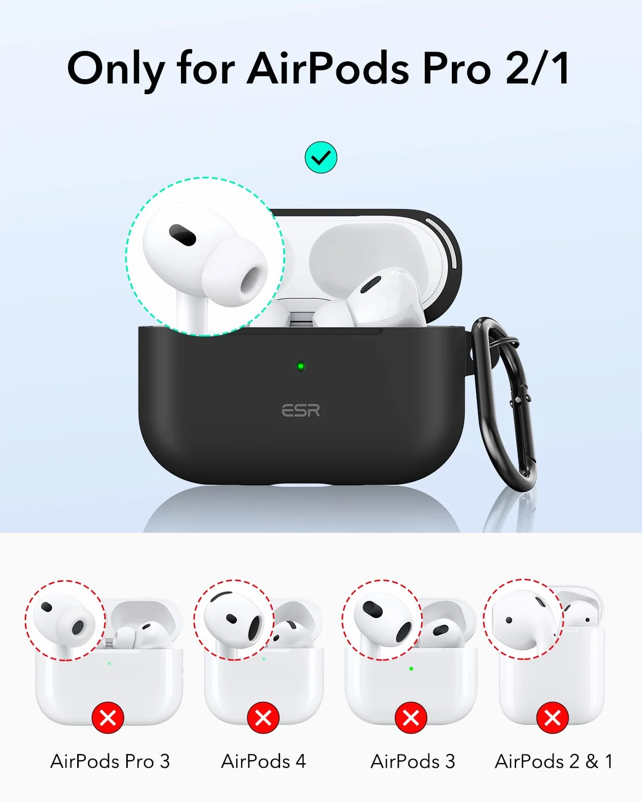 ESR Etui do Airpods Pro 2 (2023/2022/2019) z HaloLock, seria Cloud, czarne
