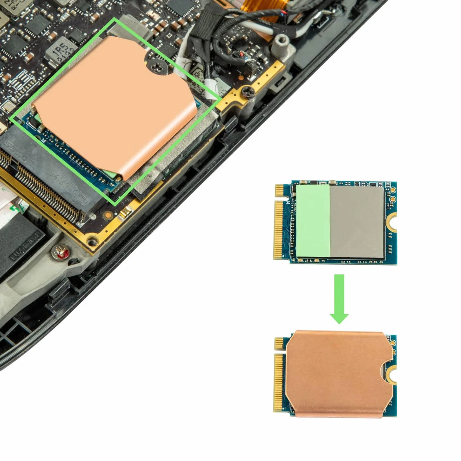 Radiator SSD Podkładka Termiczna do Steam Deck, M.2 2230 NVME SSD Miedziany Radiator Chłodzenie Pasty Termiczne Tylna Pokrywa z Narzędziami do Wkrętaków do Steam Deck dla ROG ALL