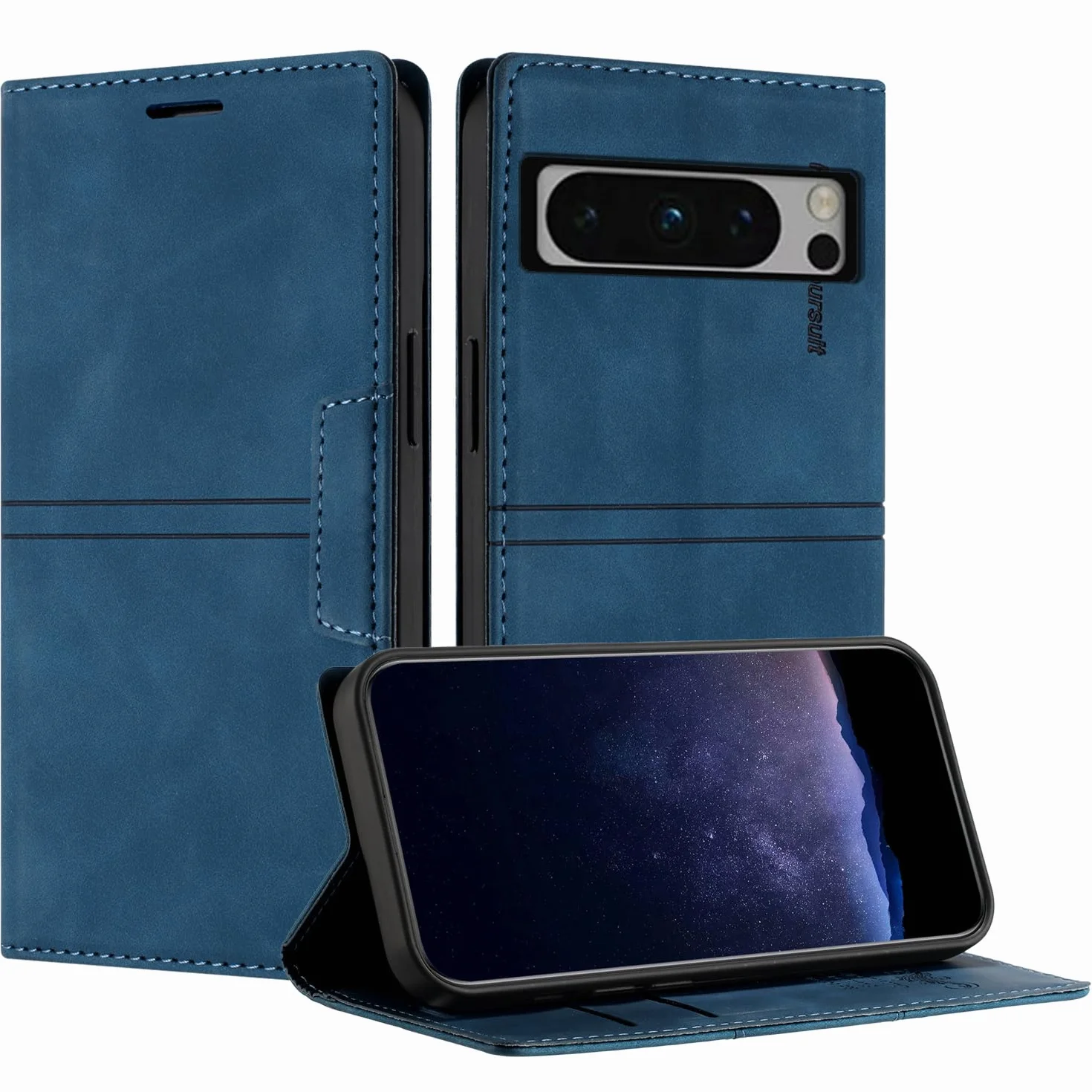 Etui z Klapką dla Google Pixel 8 Pro, etui z klapką stojak magnetyczne zamknięcie etui na telefon z [przegródkami na karty] i [podpórką] do Google 8 Pro (Niebieski)